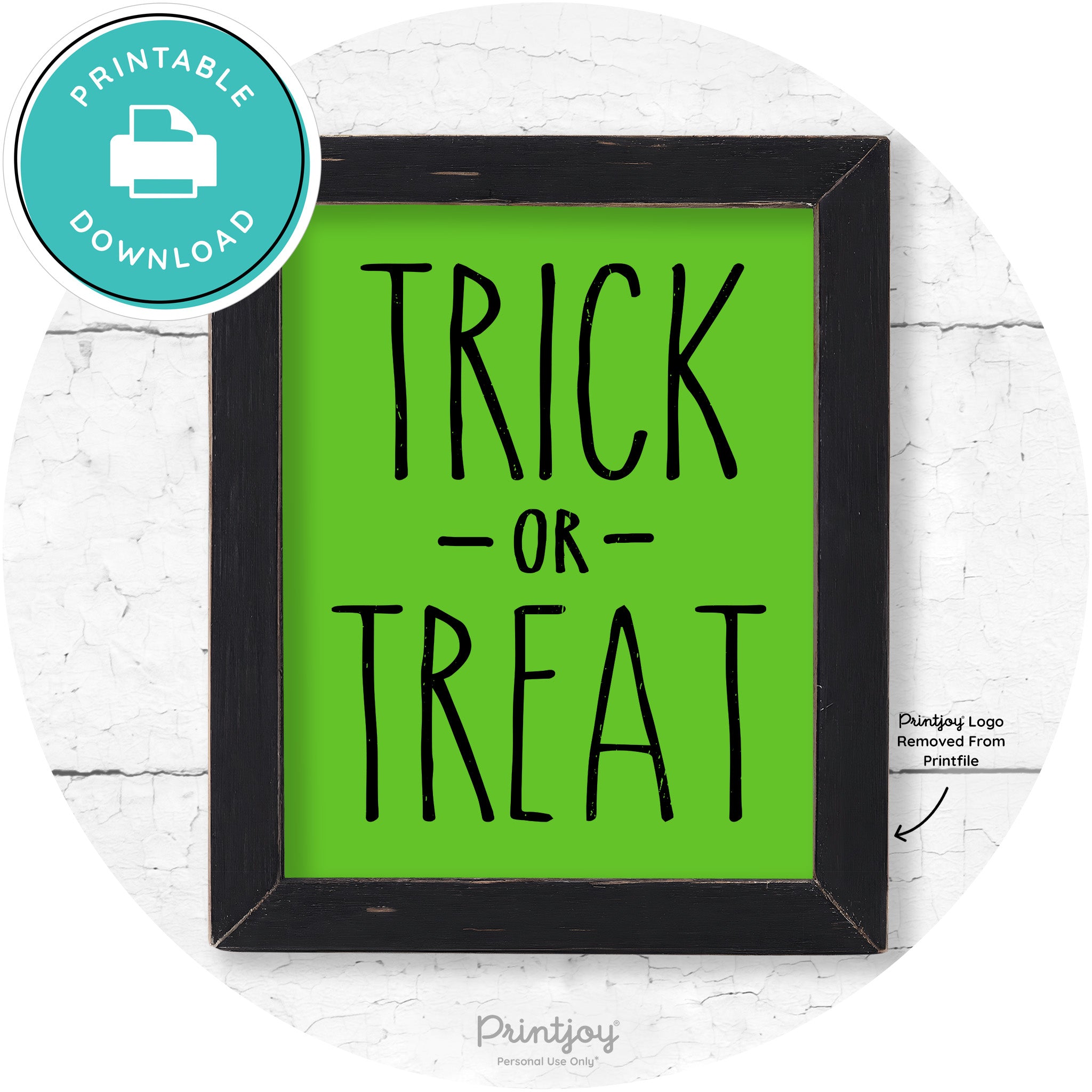 Trick Or Treat Lettering Farmhouse Halloween Wall Art Free Printable - Printjoy