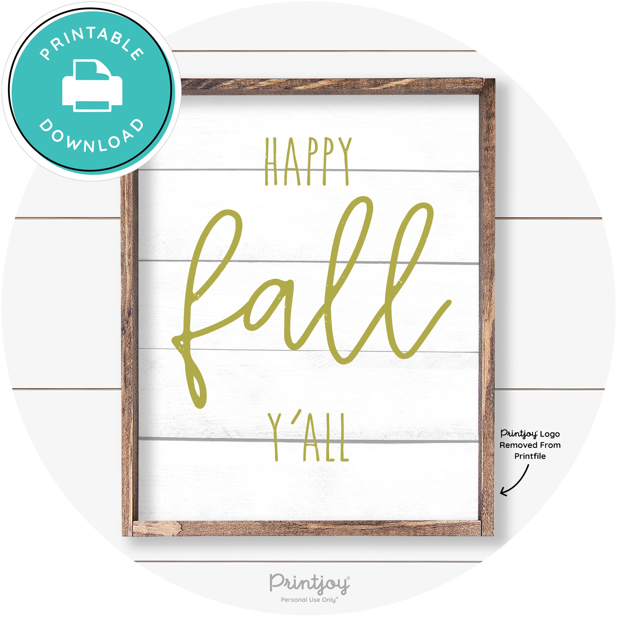 Happy Fall Y'all Cute Farmhouse Autumn Wall Art Decor Free Printable - Printjoy