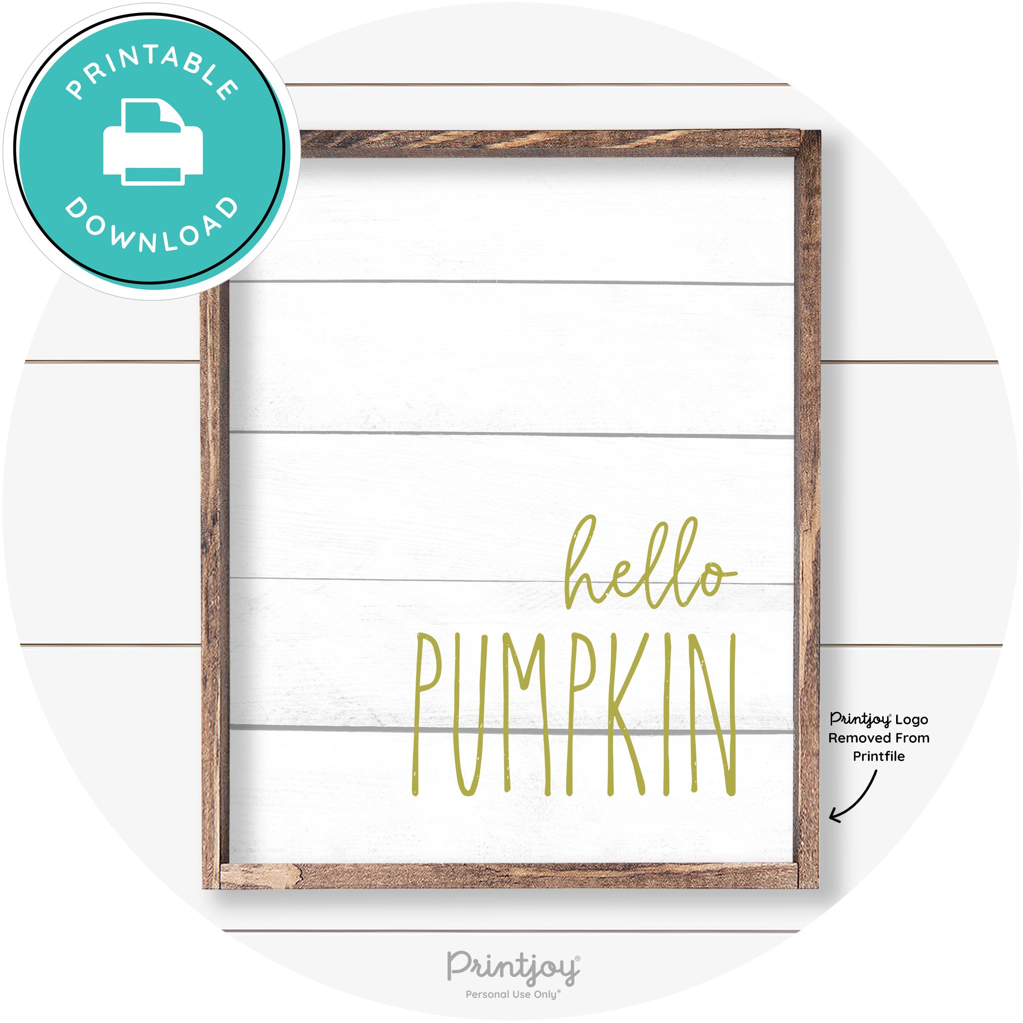 Hello Pumpkin Cute Fun Simple Farmhouse Wall Art Free Printable - Printjoy