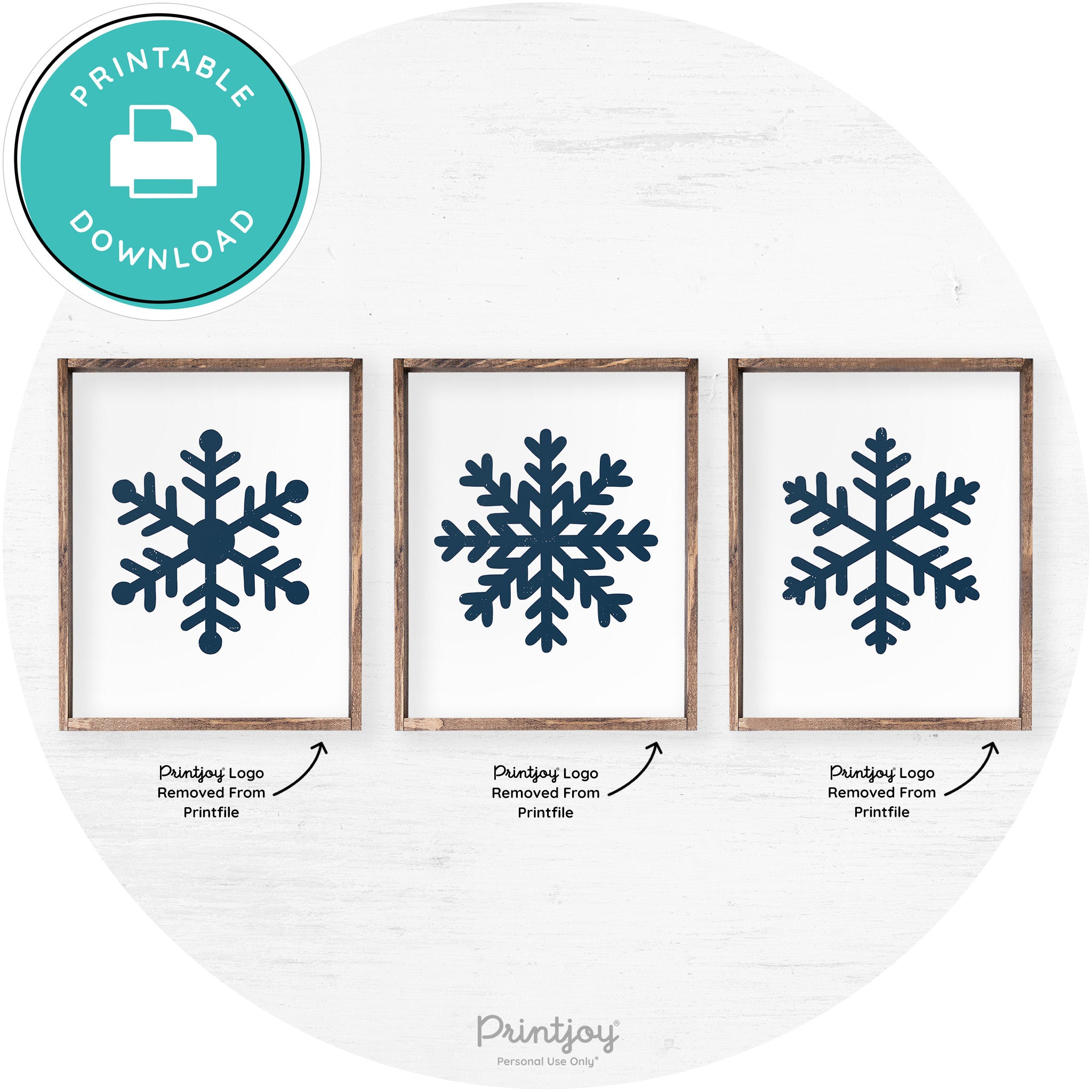 Snowflake Silhouettes Set Of 3 Christmas Farmhouse Art Free Printable - Printjoy