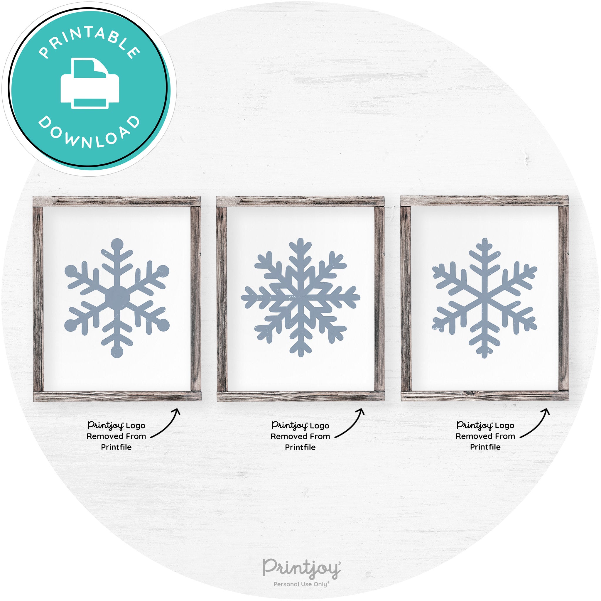Snowflake Silhouettes Set Of 3 Winter Farmhouse Wall Art Free Printable