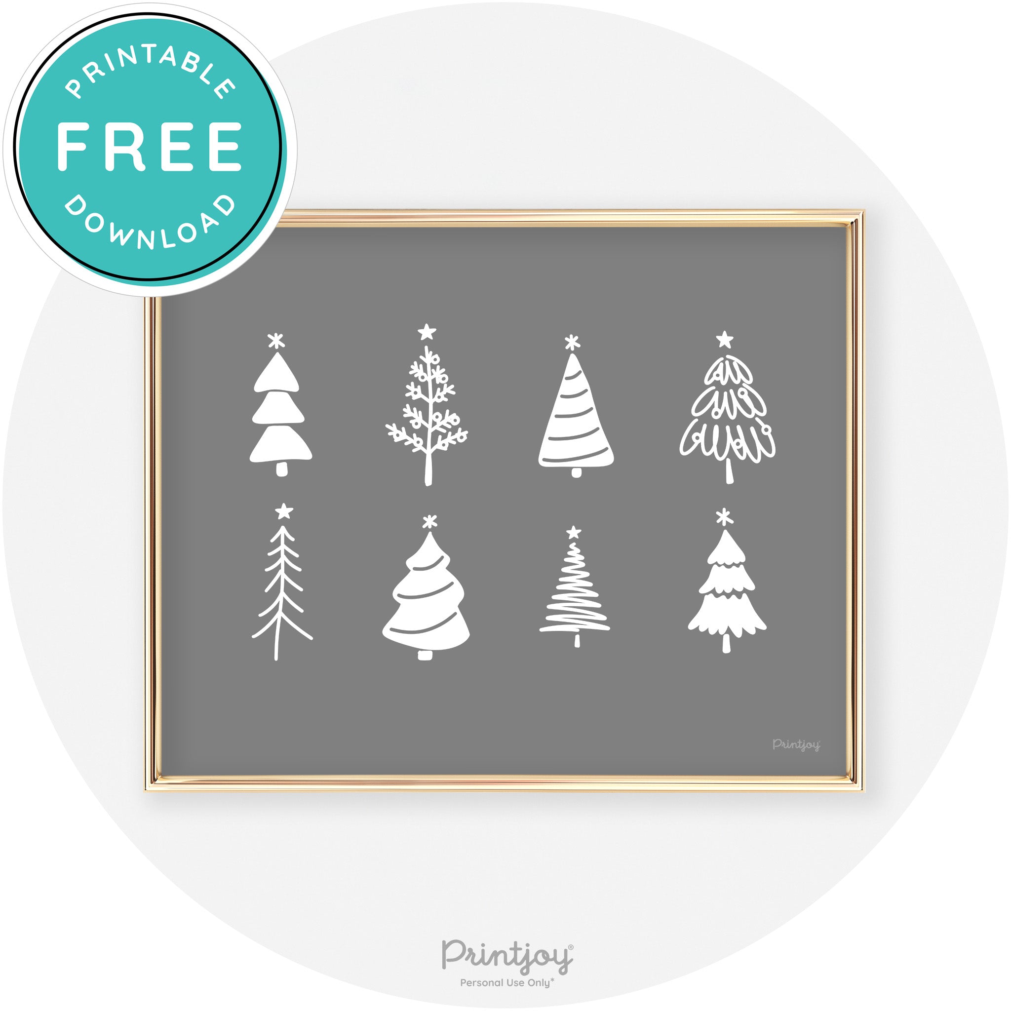 Christmas Trees Cute Modern Chic Wall Art Decor Free Printable - Printjoy