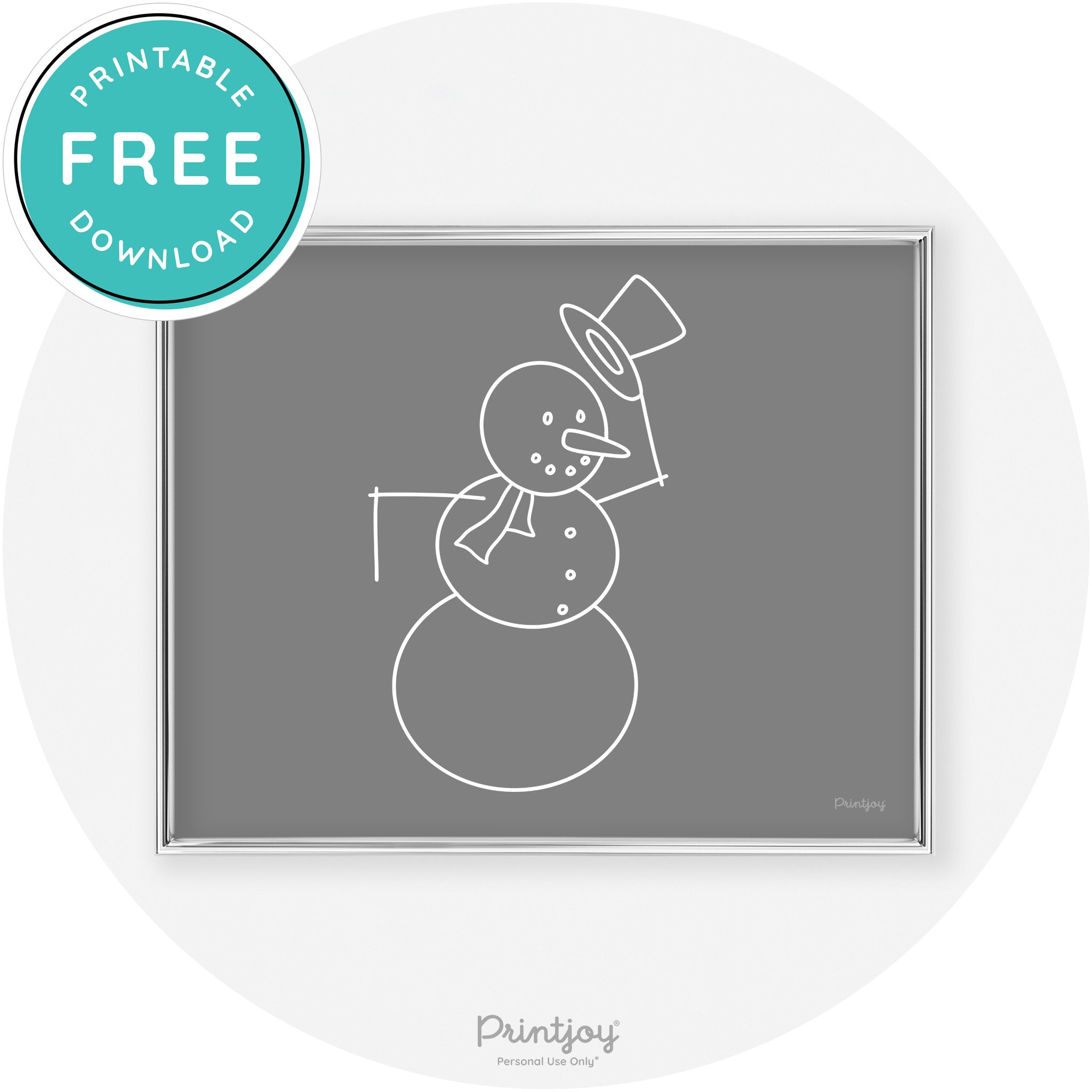 Snowman Line Art Cute Winter Modern Chic Wall Art Free Printable - Printjoy