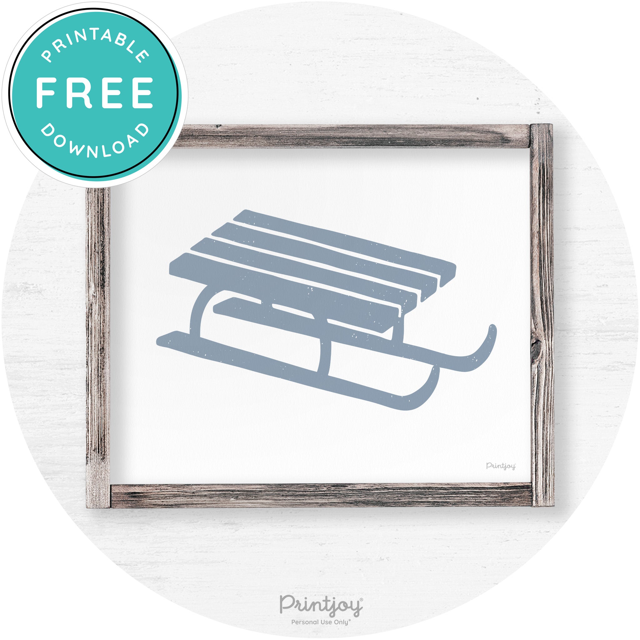Winter Old Fashioned Sled Rustic Farmhouse Wall Art Free Printable - Printjoy
