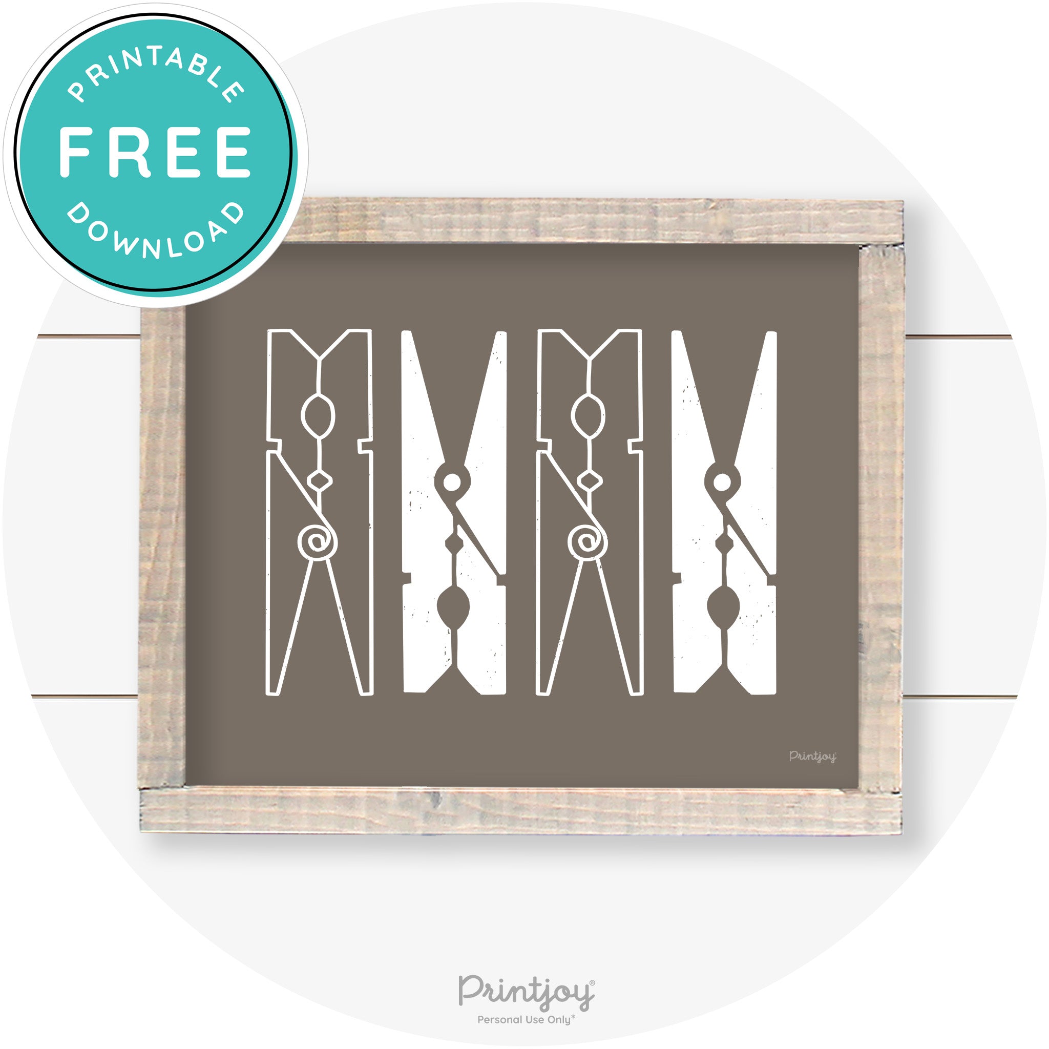 Clothespins Cute Laundry Room Farmhouse Wall Art Free Printable - Printjoy