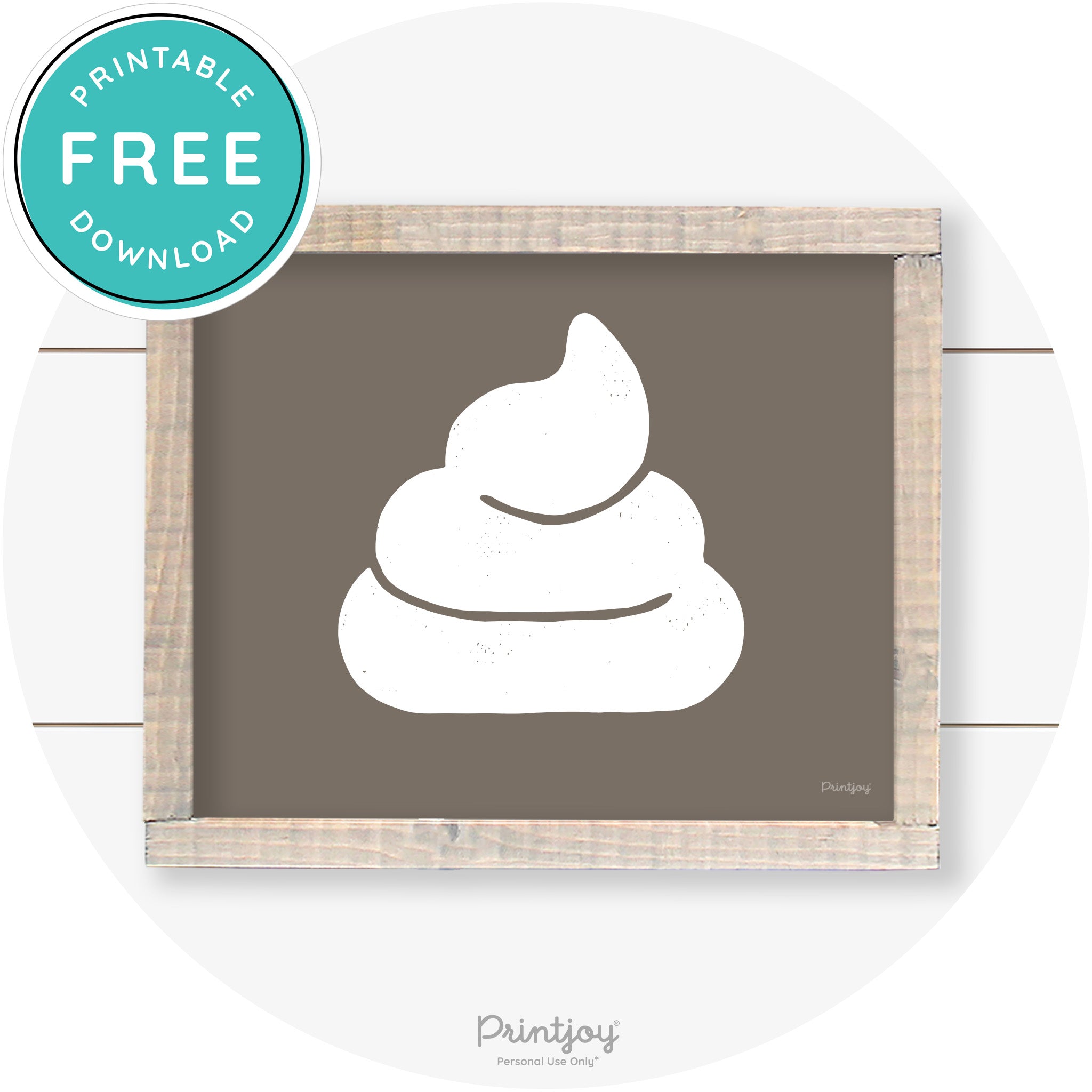 Poop Emoji Silhouette Funny Bathroom Sign Wall Art Free Printable - Printjoy