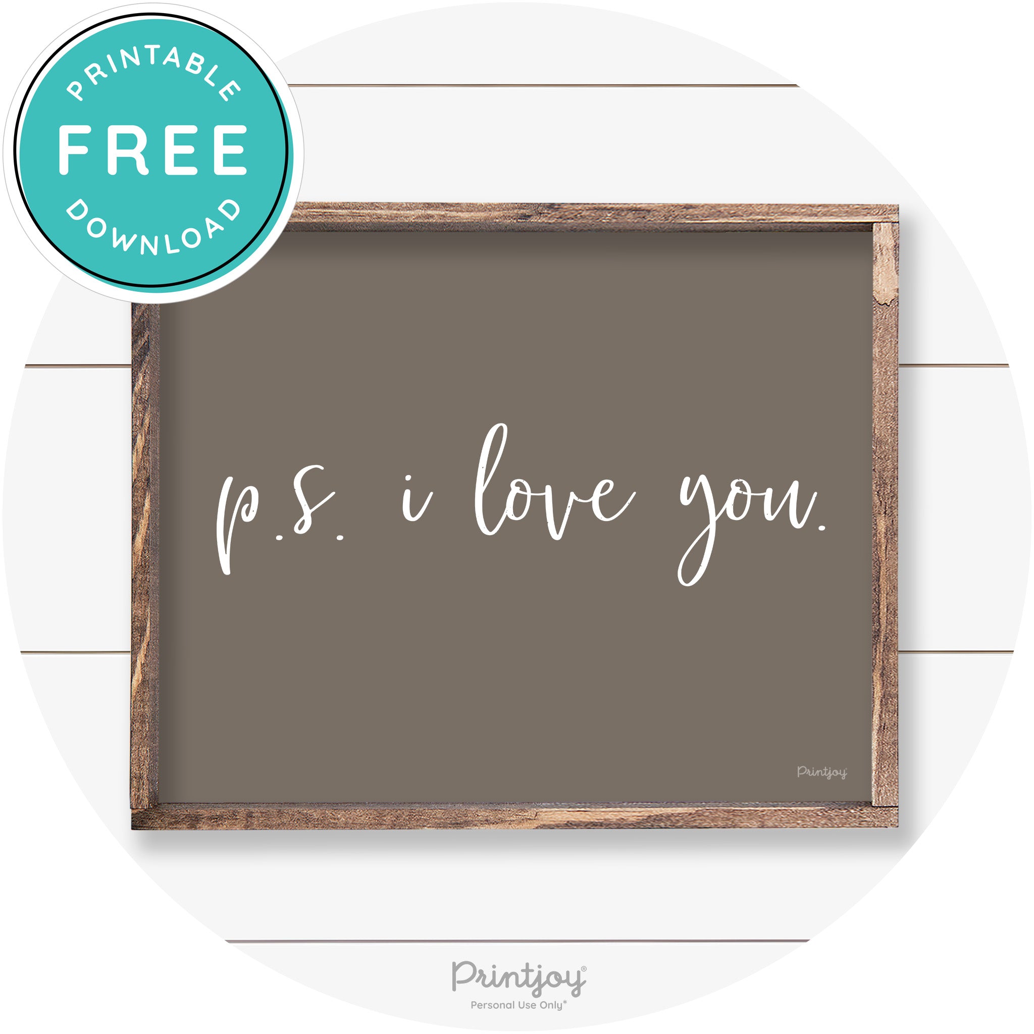 P.S. I Love You Cute Couples Farmhouse Wall Art Decor Free Printable - Printjoy