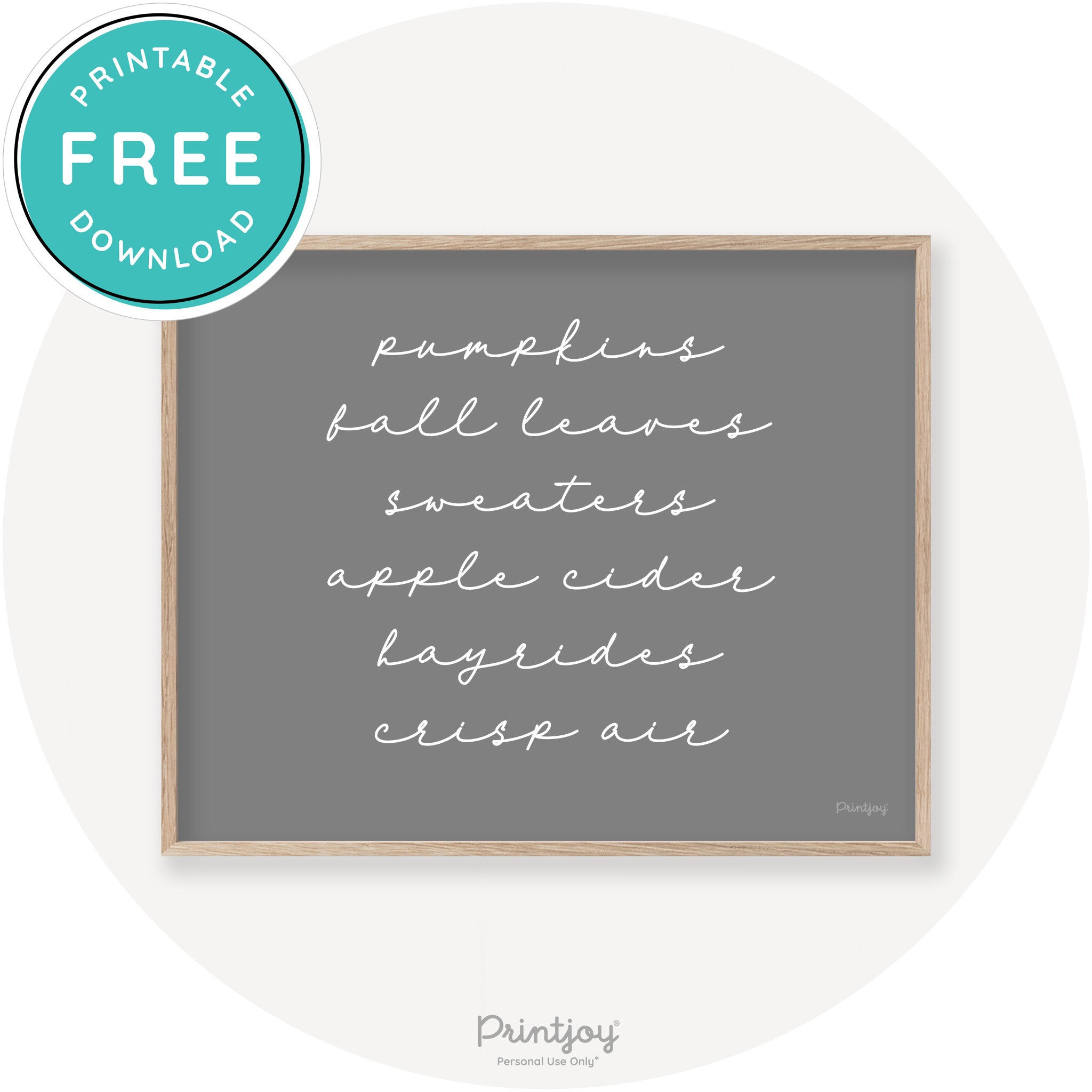 Fall Favorite Things Cute Modern Chic Decor Wall Art Printable - Printjoy