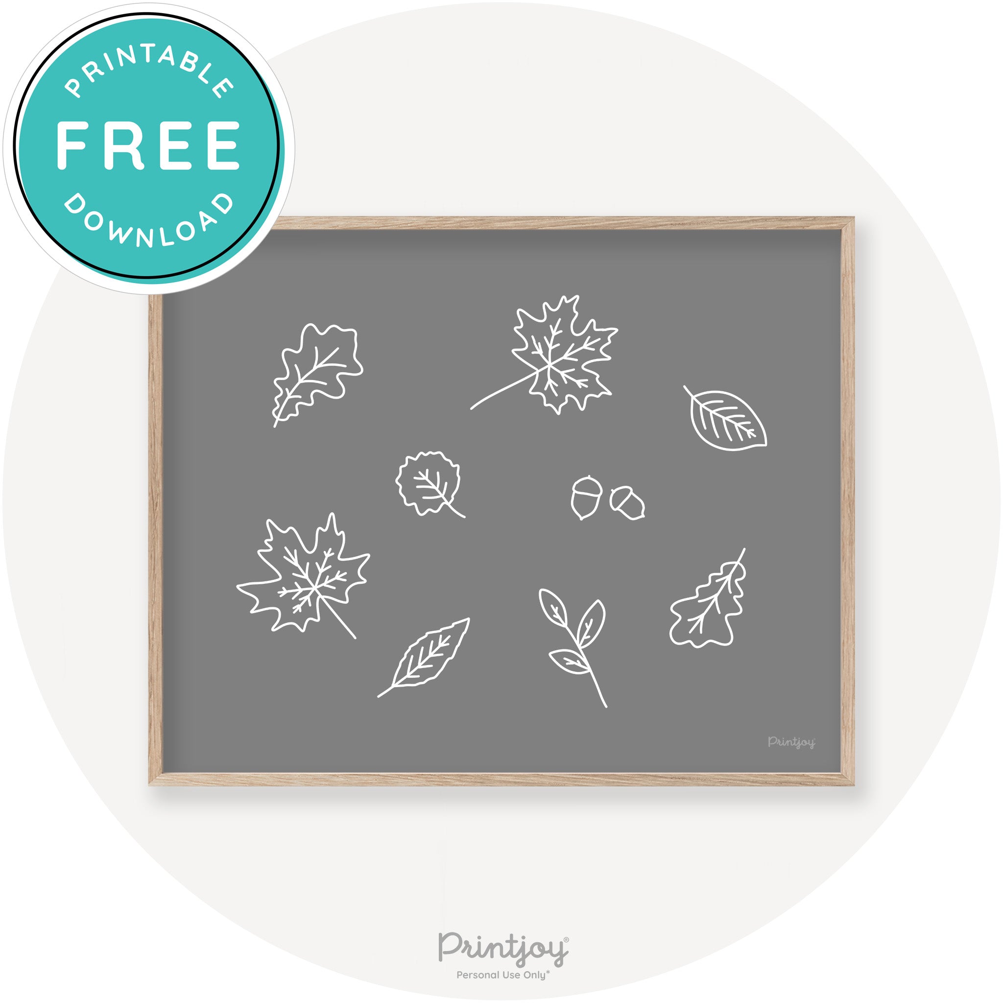 Fall Leaves Line Art Cute Fall Modern Chic Wall Art Printable - Printjoy