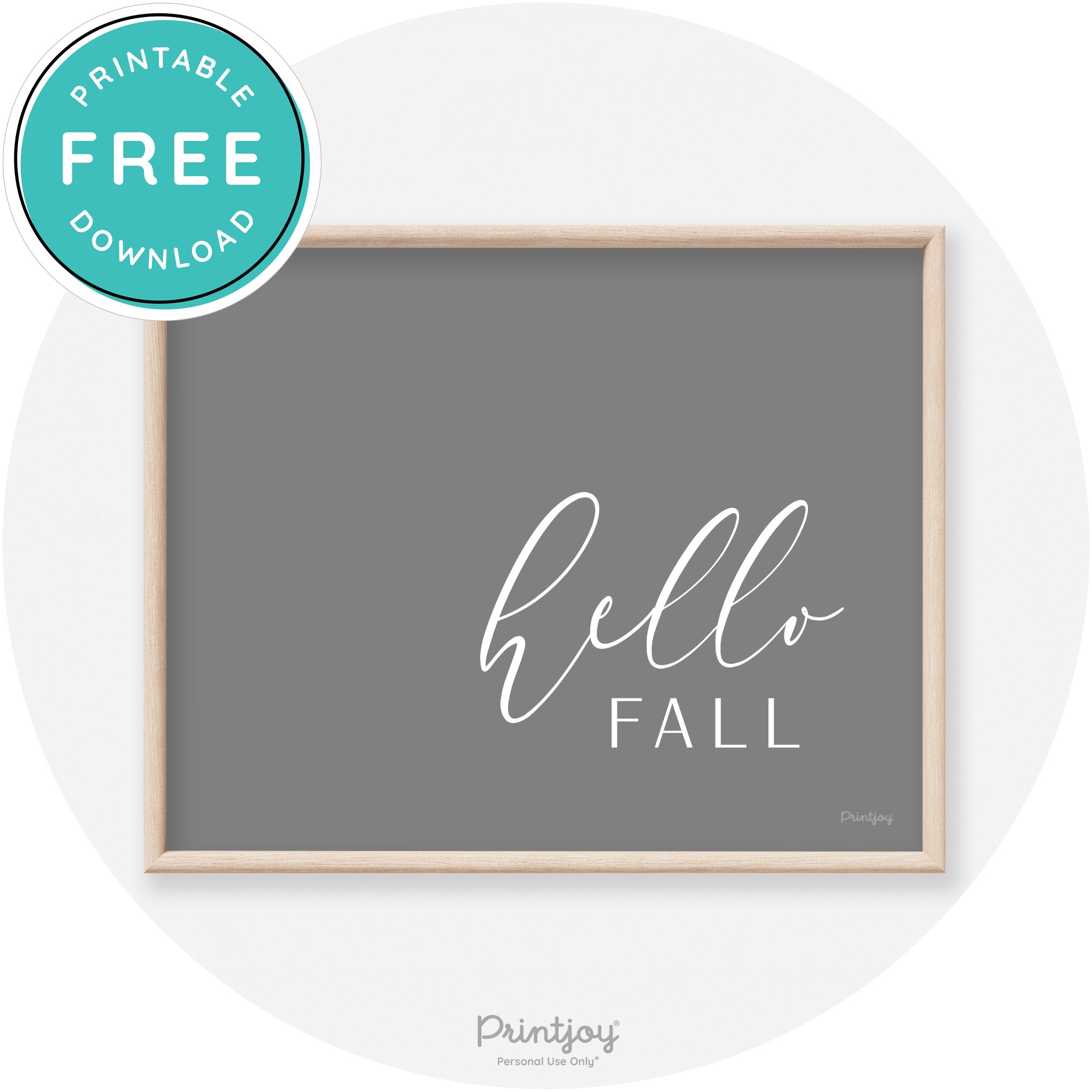 Hello Fall Cursive Modern Transitional Fall Wall Art Decor Free Printable - Printjoy