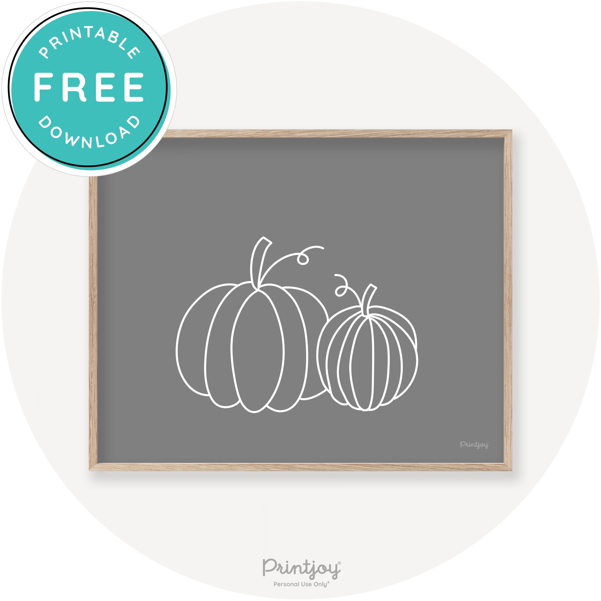 Pumpkin Pair Line Art Cute Fall Modern Chic Wall Art Printable - Printjoy