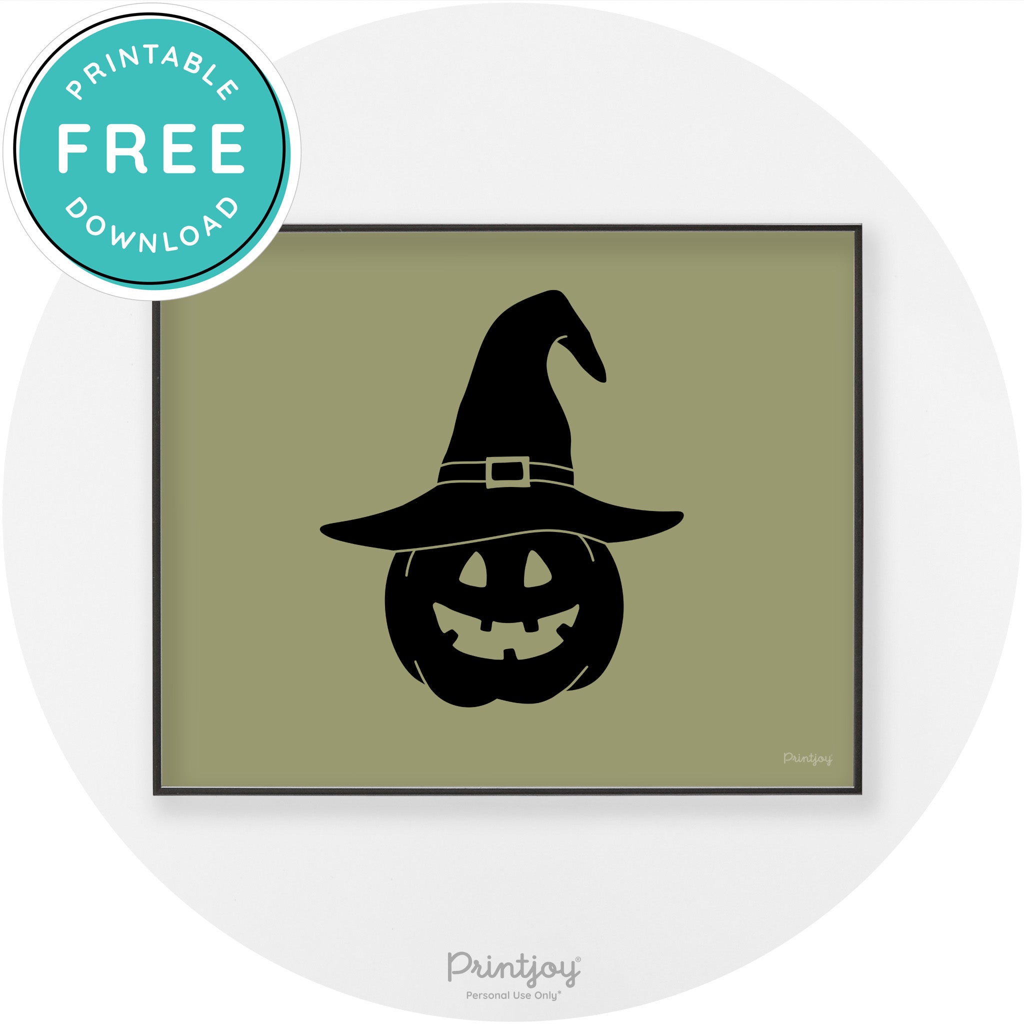 Halloween Cute Witch Jack O Lantern Chic Wall Art Printable - Printjoy