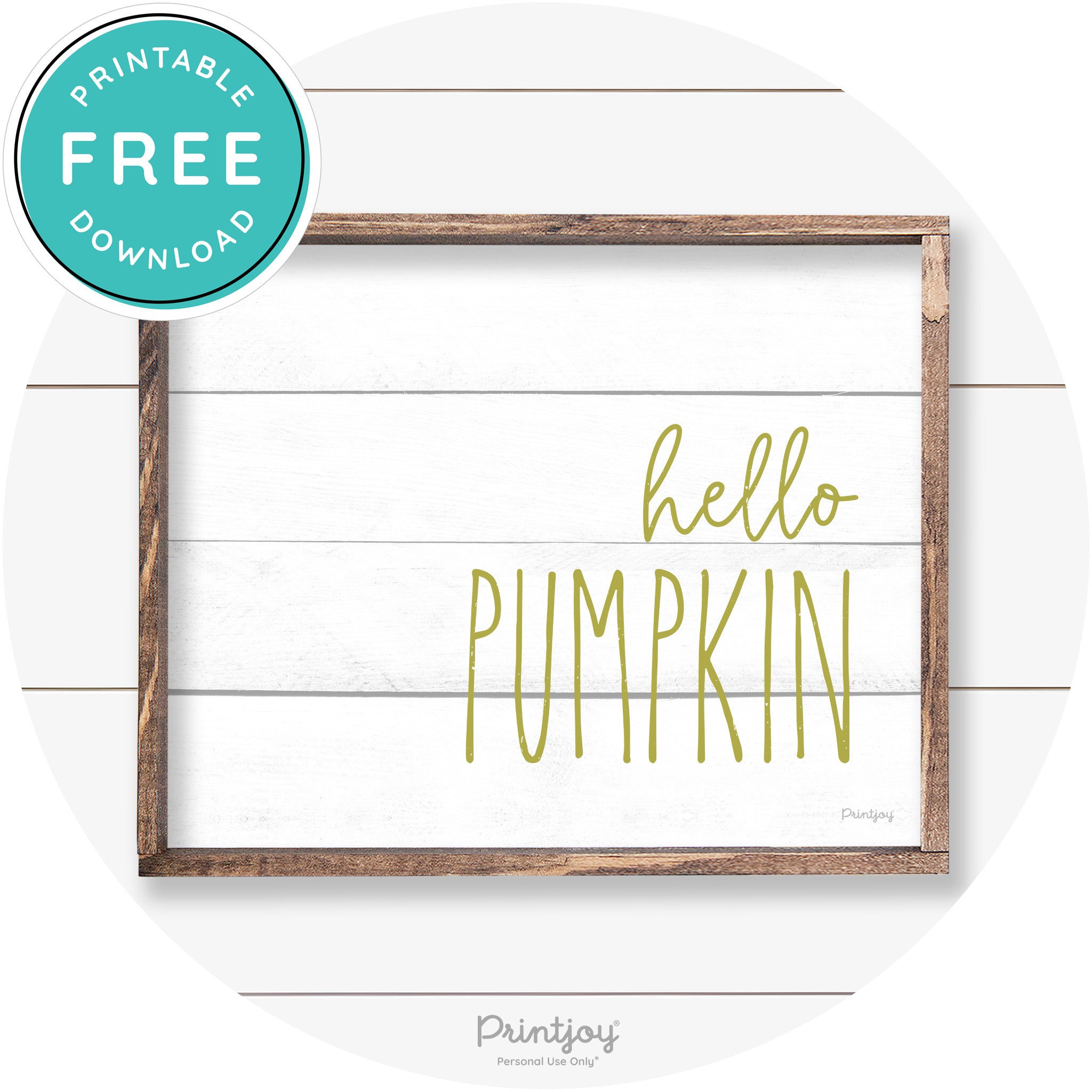 Hello Pumpkin Cute Fun Simple Farmhouse Wall Art Free Printable - Printjoy