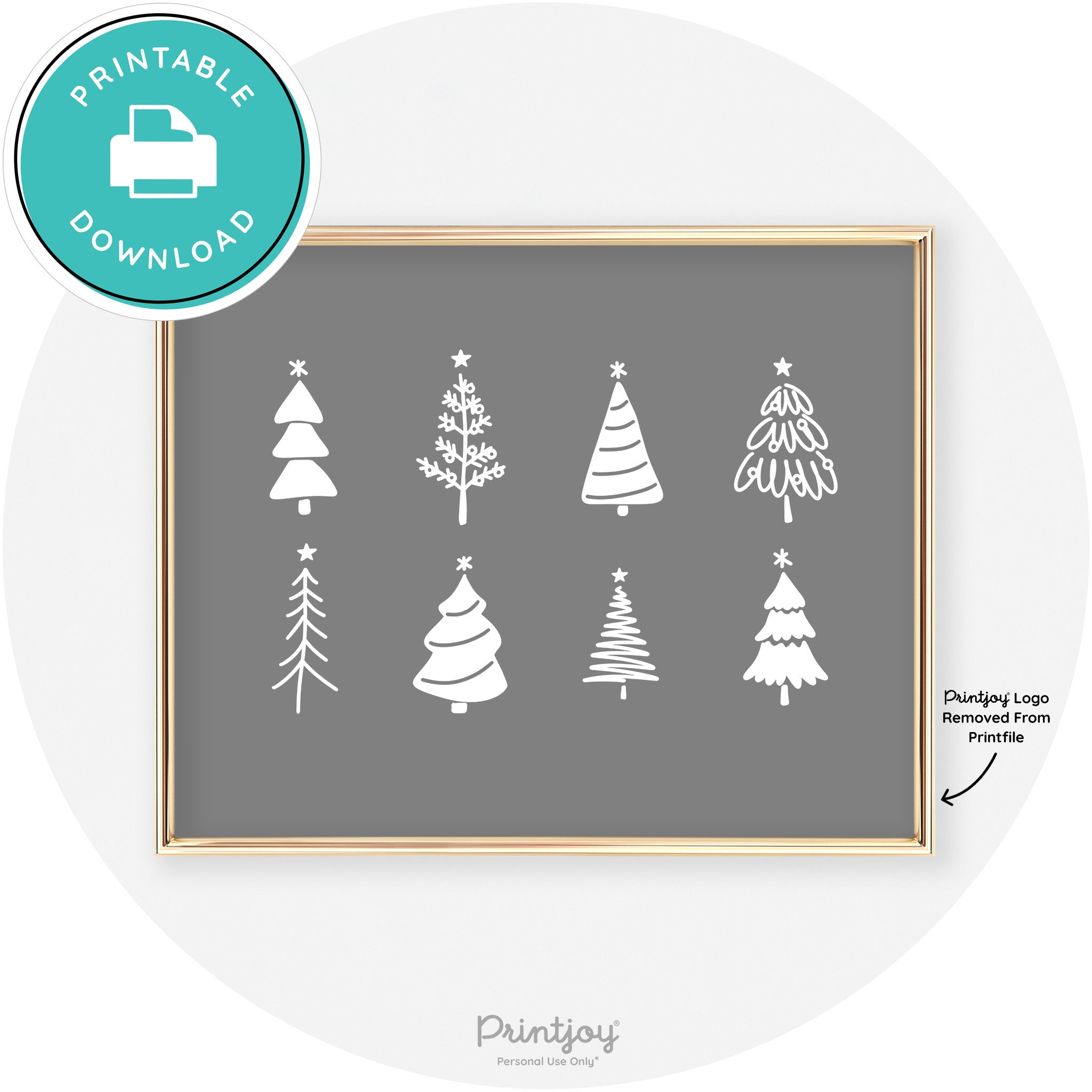 Christmas Trees Cute Modern Chic Wall Art Decor Free Printable - Printjoy