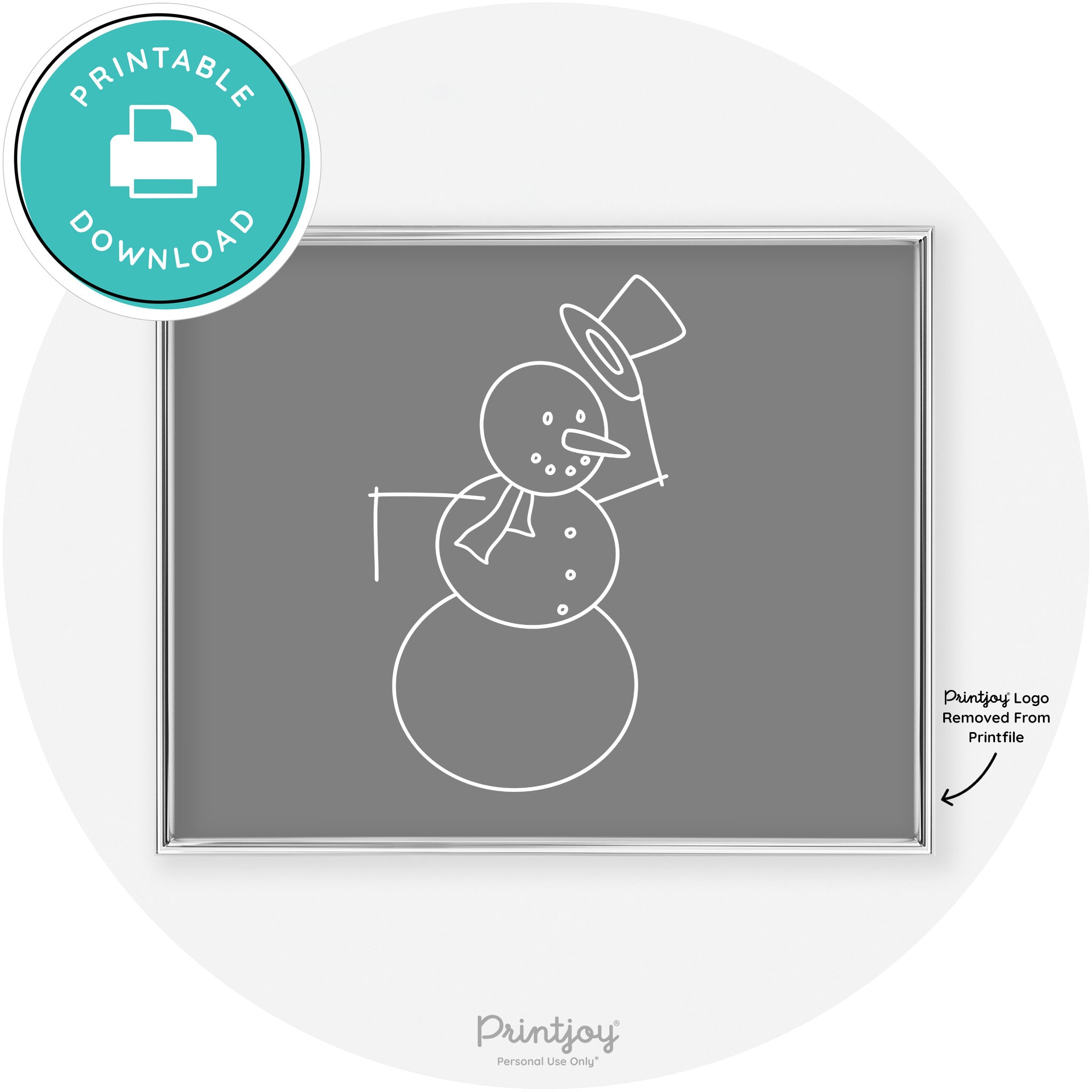 Snowman Line Art Cute Winter Modern Chic Wall Art Free Printable - Printjoy