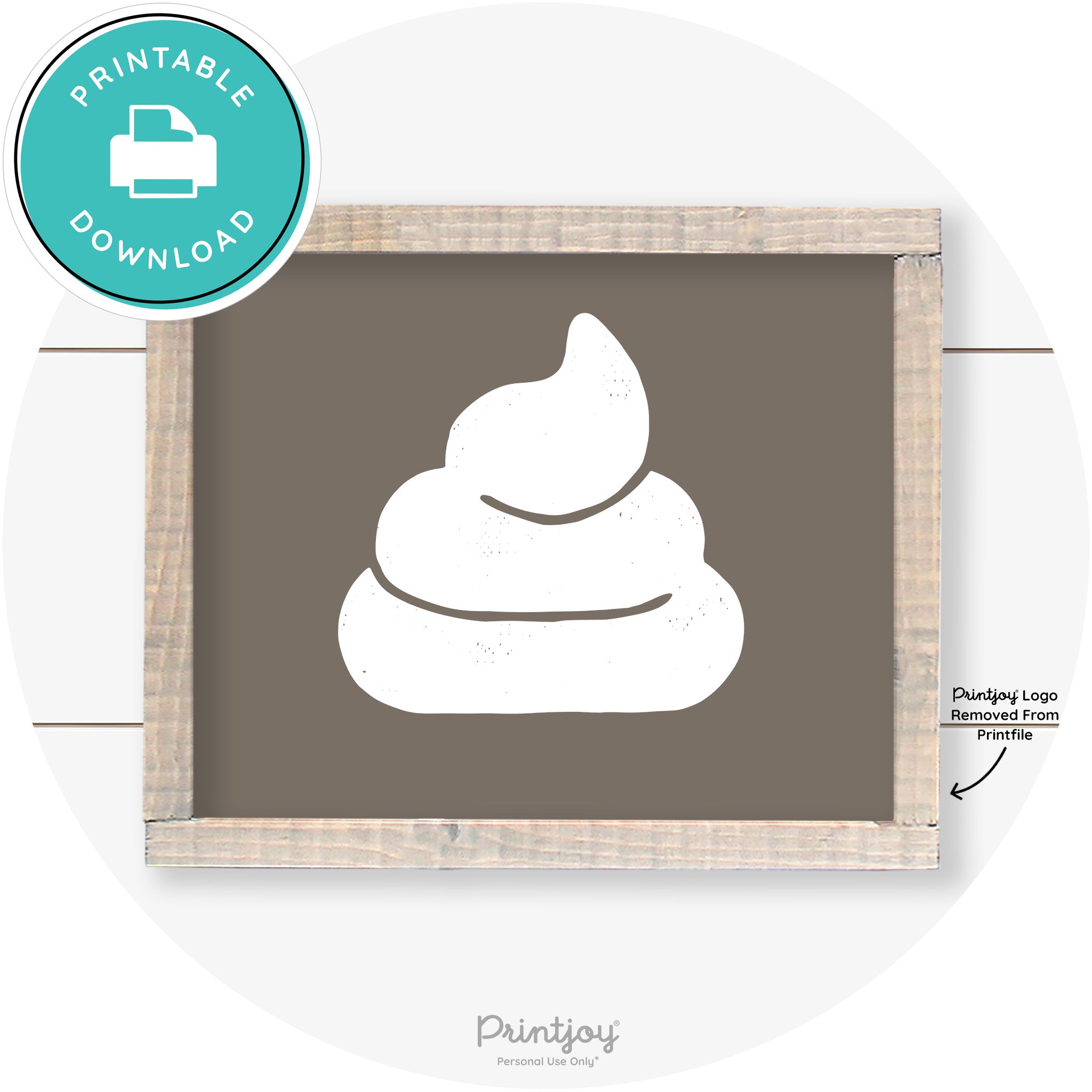Poop Emoji Silhouette Funny Bathroom Sign Wall Art Free Printable - Printjoy