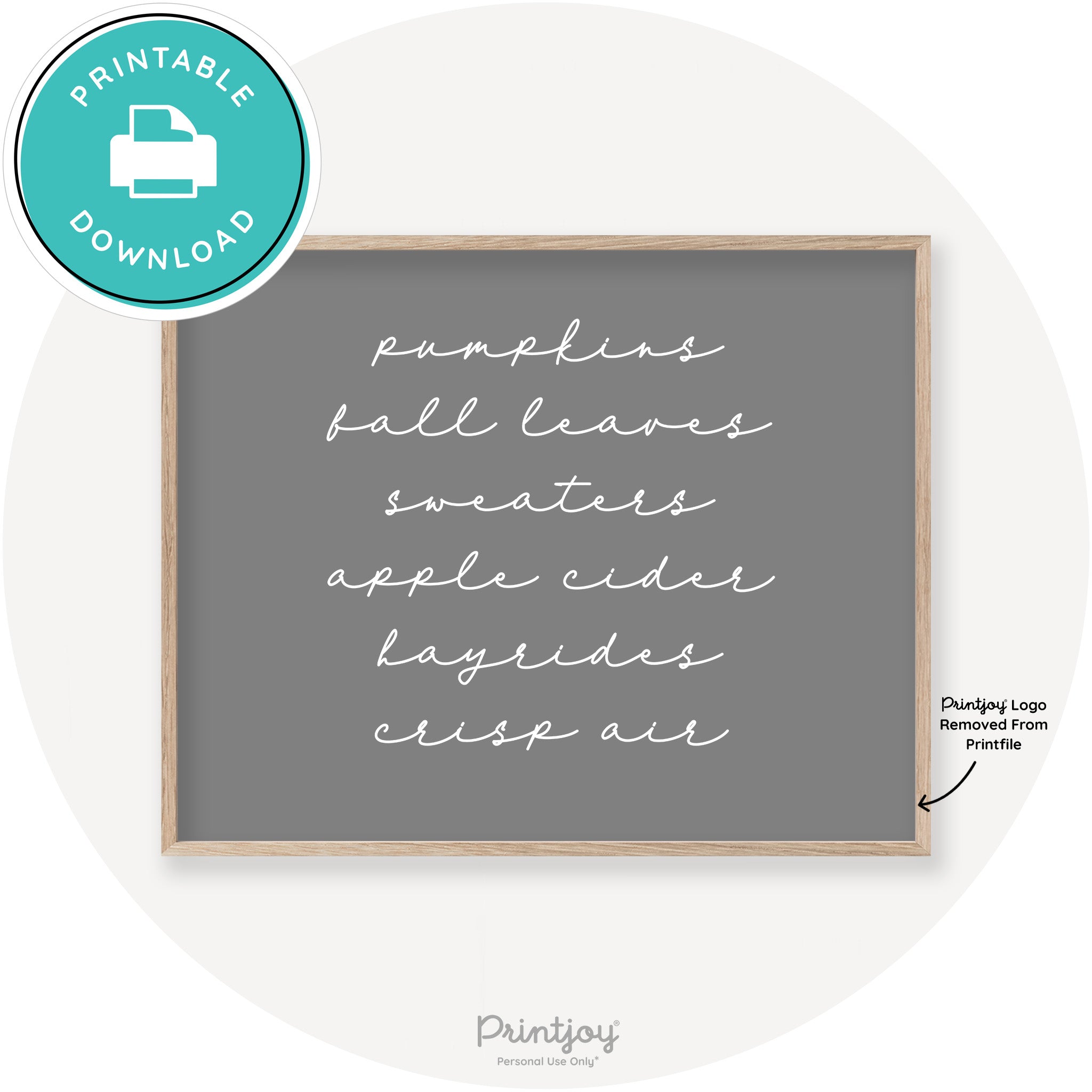 Fall Favorite Things Cute Modern Chic Decor Wall Art Printable - Printjoy