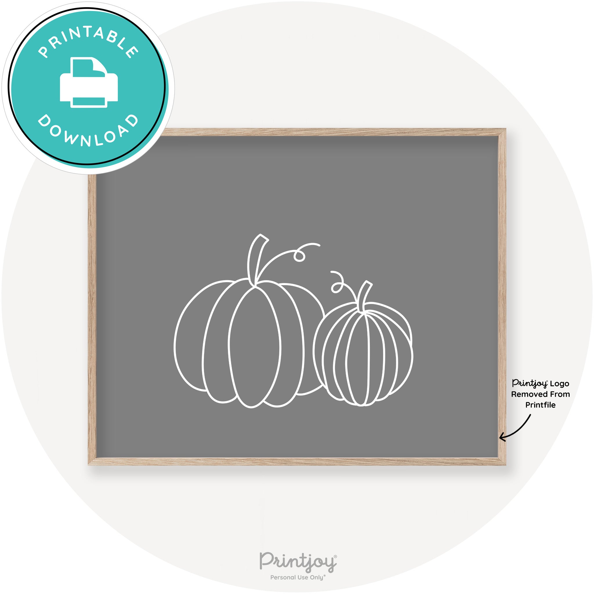 Pumpkin Pair Line Art Cute Fall Modern Chic Wall Art Printable - Printjoy