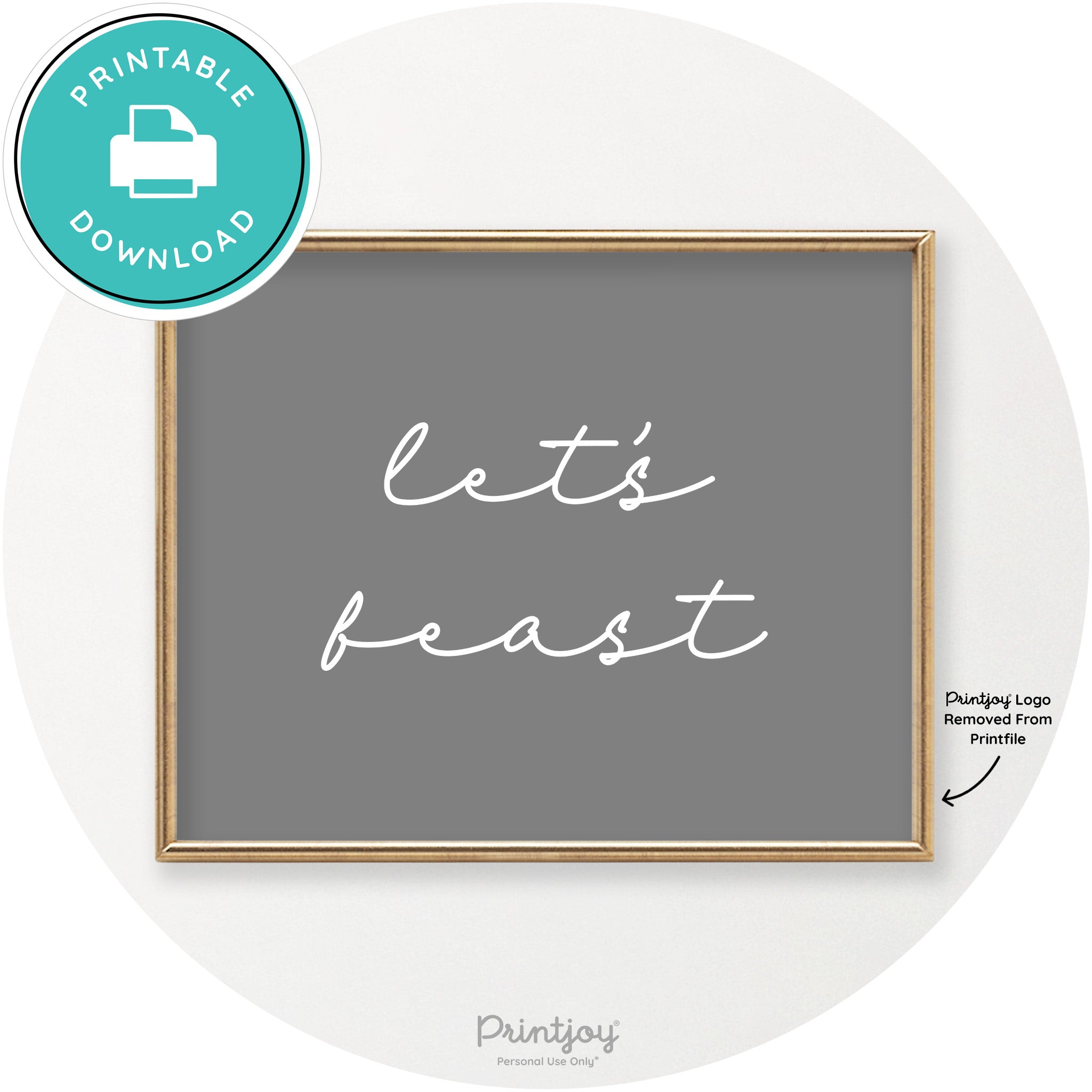 Let's Feast Cute Thanksgiving Modern Chic Wall Art Printable - Printjoy