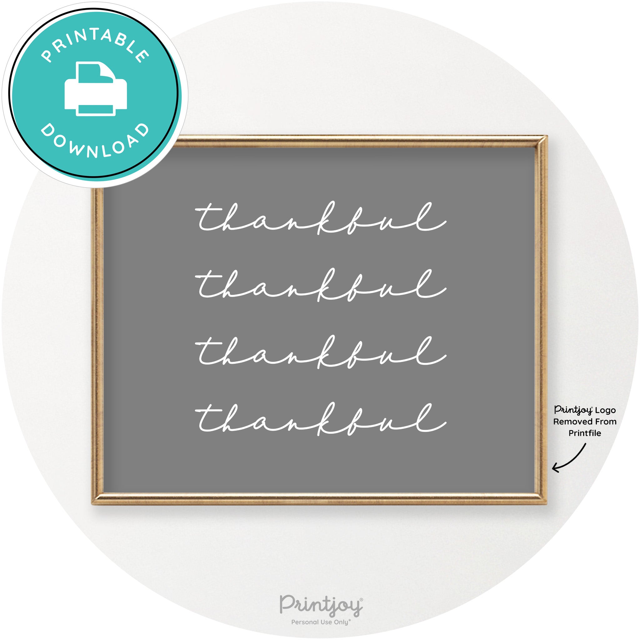 Thankful Pattern Cute Thanksgiving Modern Chic Wall Art Printable - Printjoy