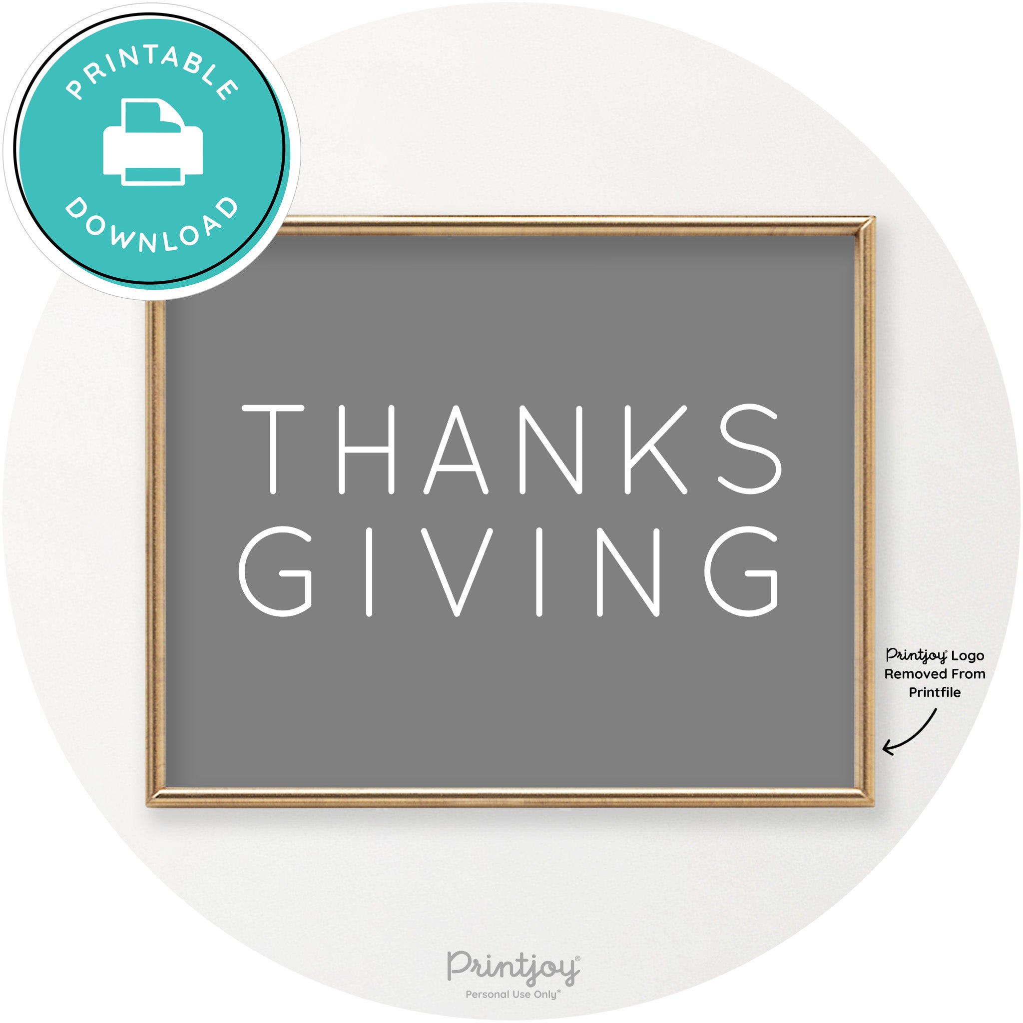 Thanksgiving Cute Typography Modern Chic Wall Art Printable - Printjoy