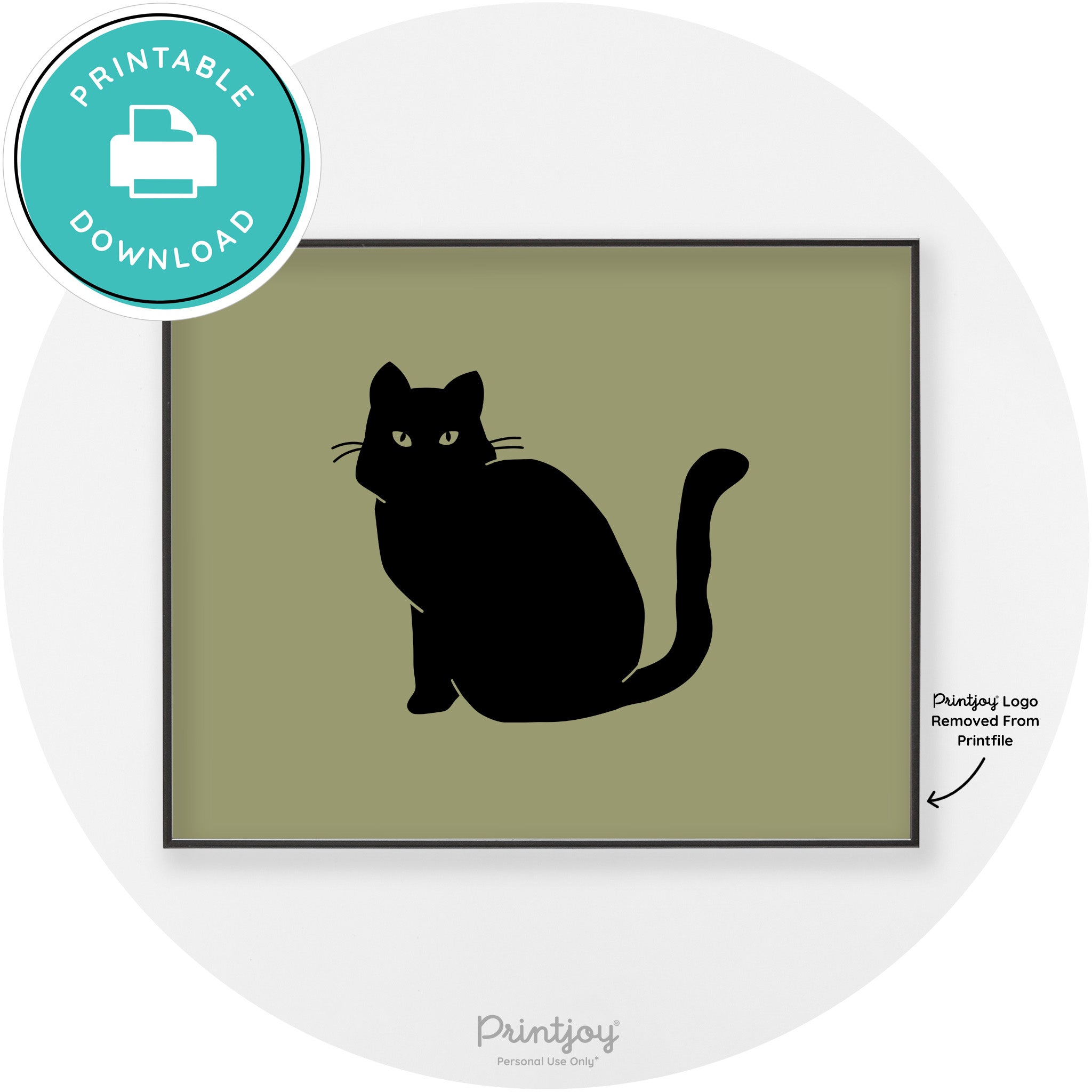 Halloween Spooky Cat Modern Chic Wall Art Decor Printable - Printjoy