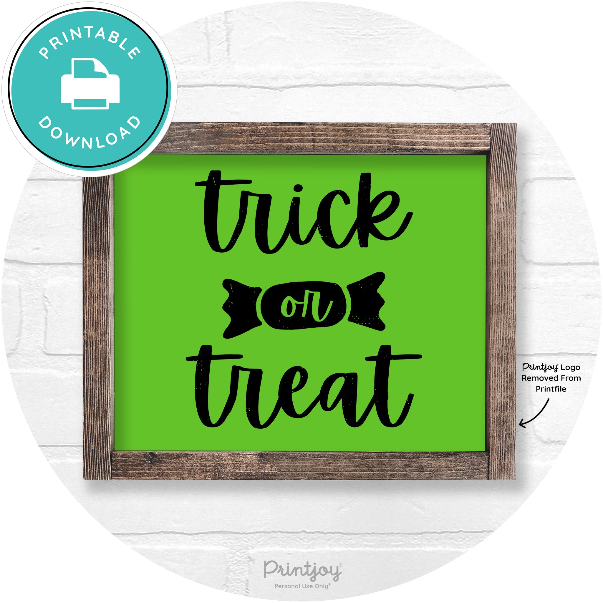 Trick Or Treat Halloween Rustic Farmhouse Wall Art Free Printable - Printjoy