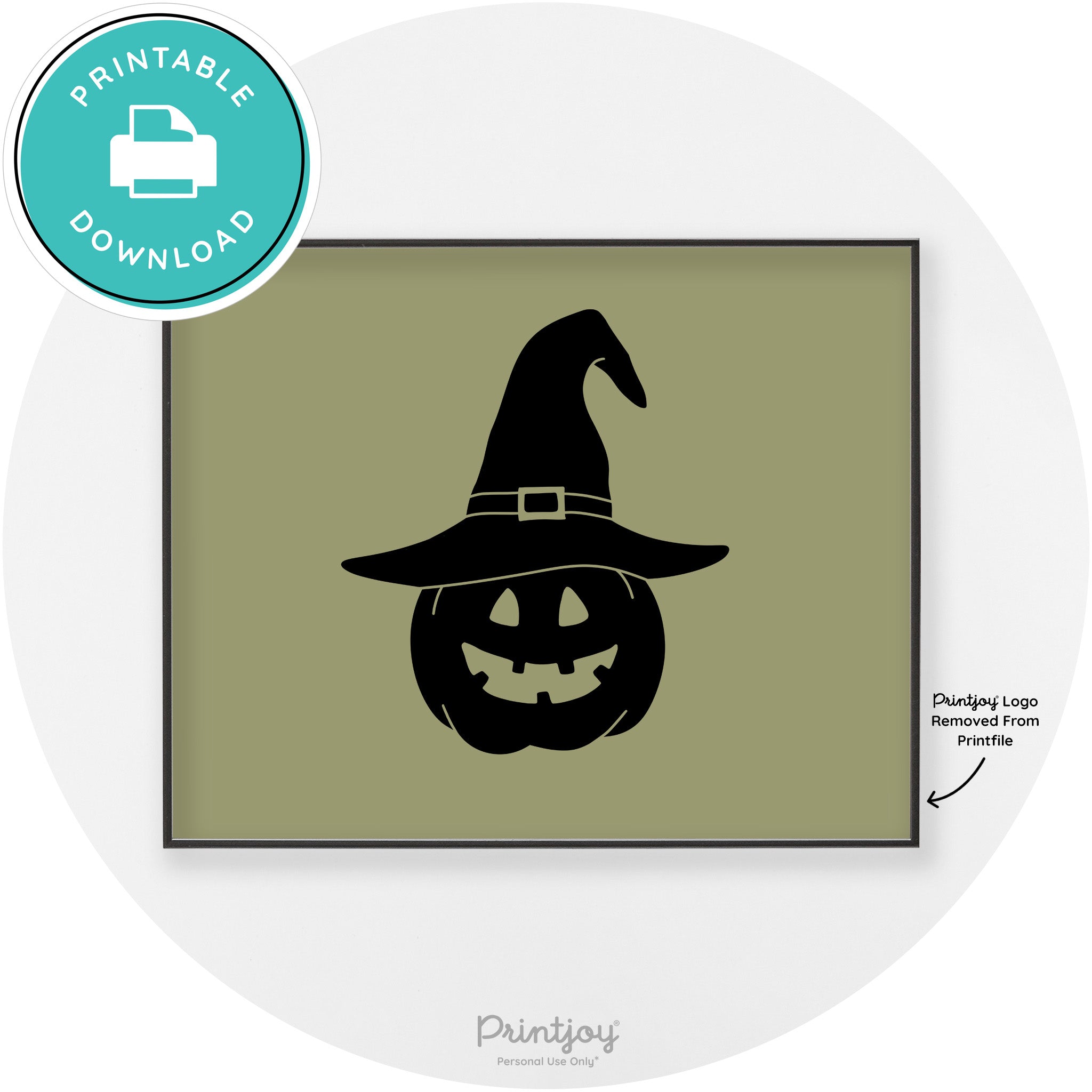Halloween Cute Witch Jack O Lantern Chic Wall Art Printable - Printjoy