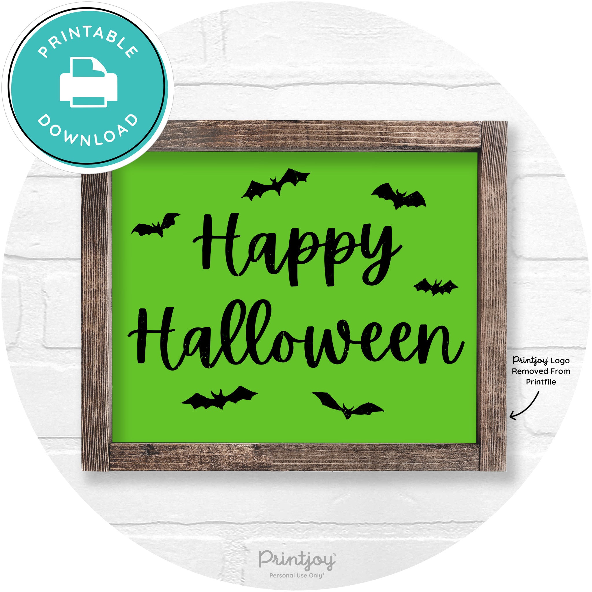 Happy Halloween Bats Rustic Farmhouse Wall Art Free Printable - Printjoy