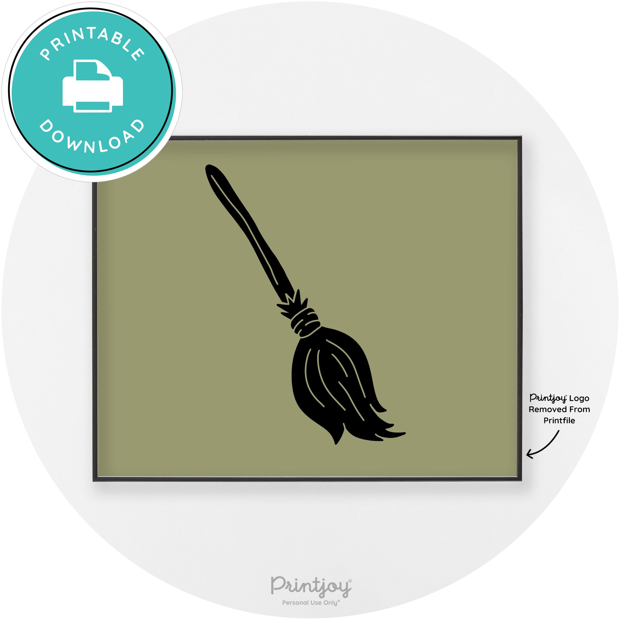 Witches Broom Halloween Cute Modern Chic Wall Art Free Printable - Printjoy