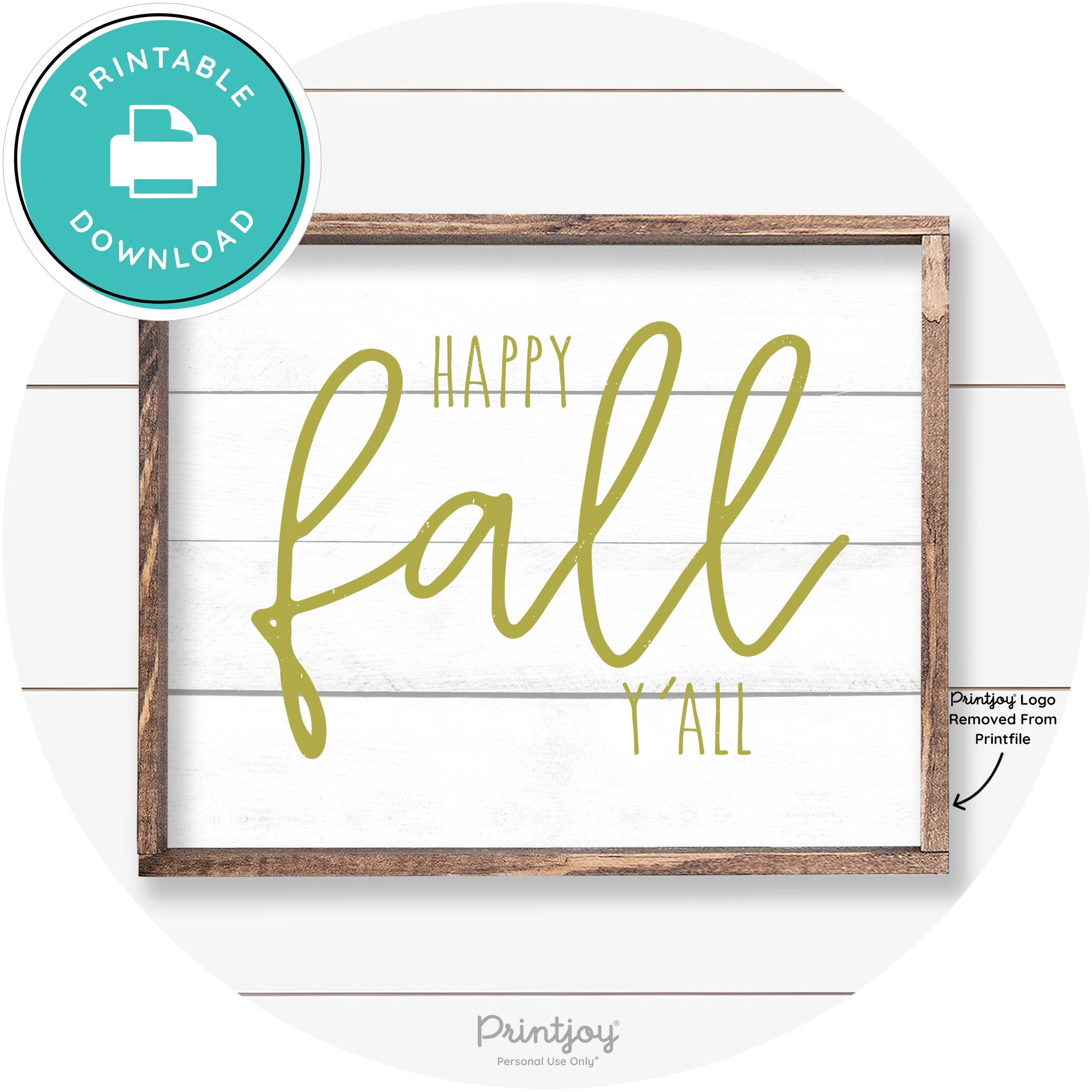 Happy Fall Y'all Cute Farmhouse Autumn Wall Art Decor Free Printable - Printjoy