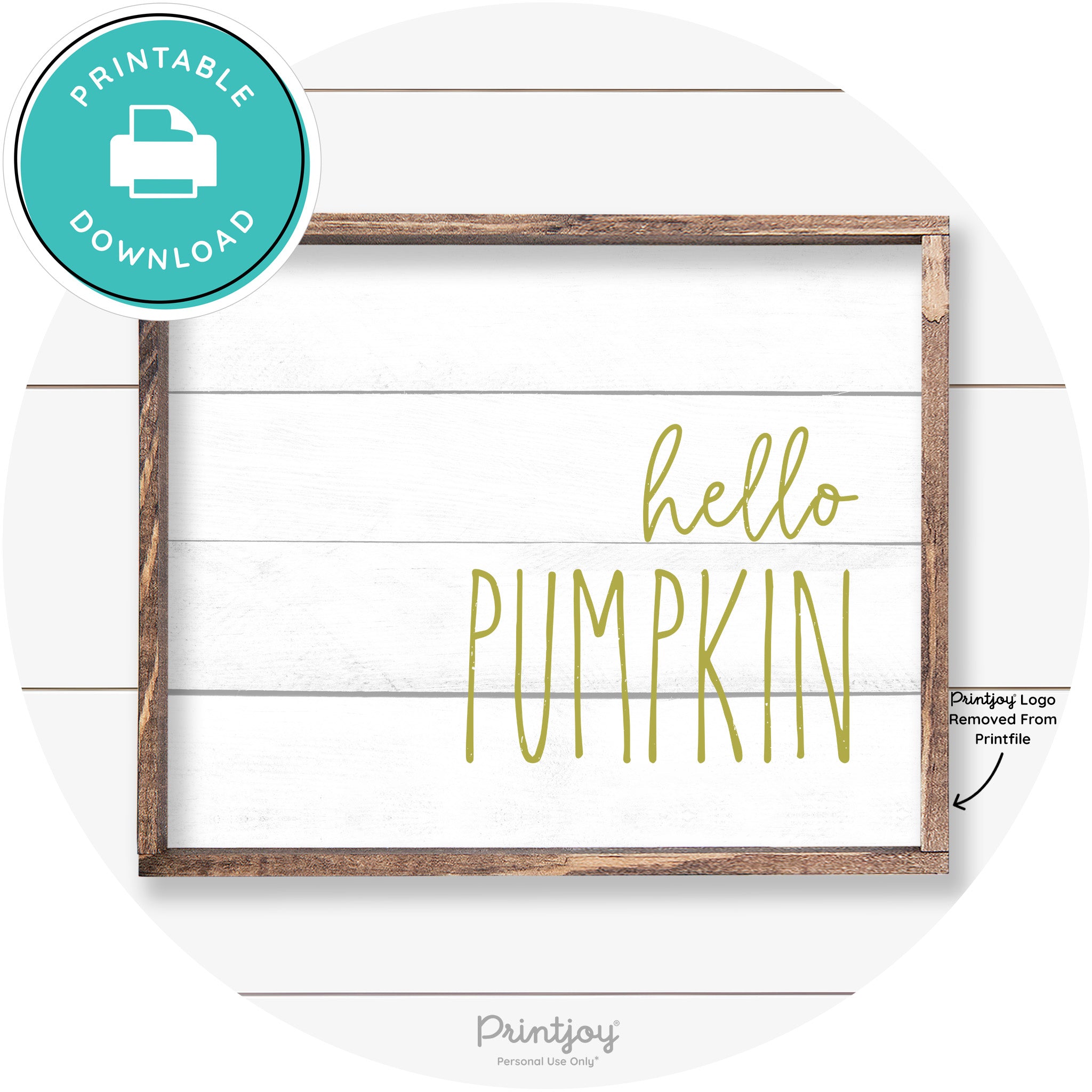 Hello Pumpkin Cute Fun Simple Farmhouse Wall Art Free Printable - Printjoy
