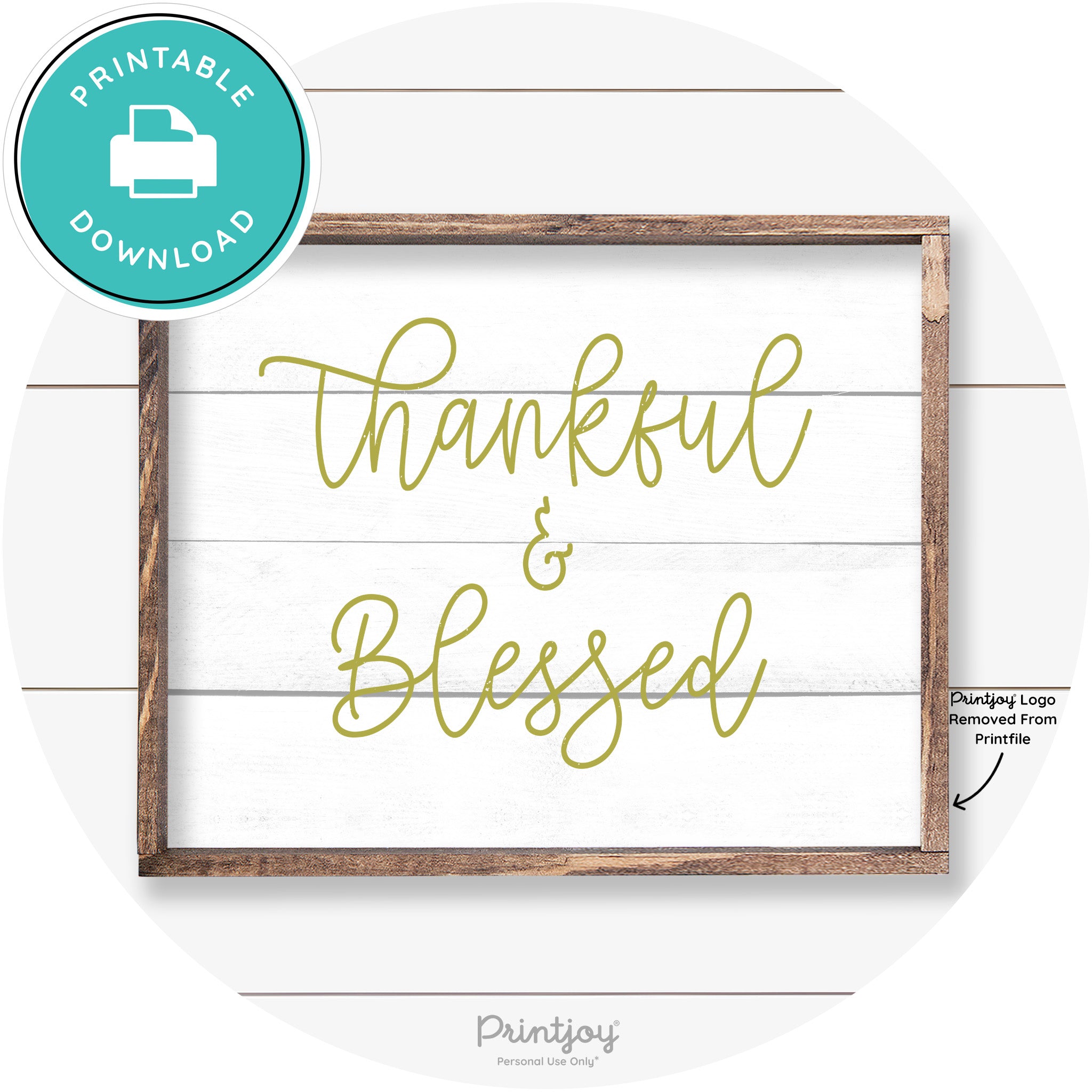 Thankful And Blessed Thanksgiving Farmhouse Wall Art Free Printable - Printjoy