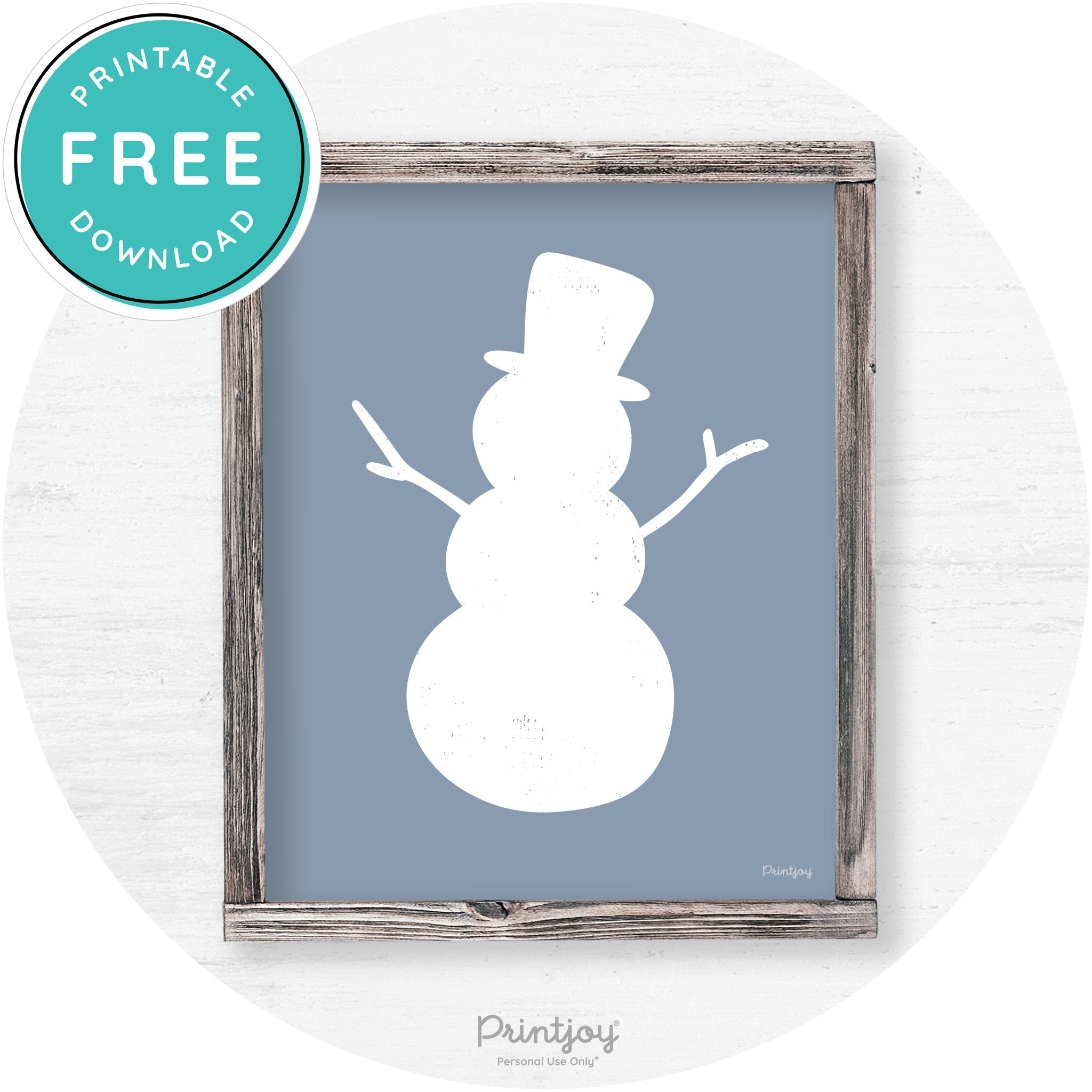 Snowman Silhouette Winter Farmhouse Wall Art Decor Free Printable - Printjoy