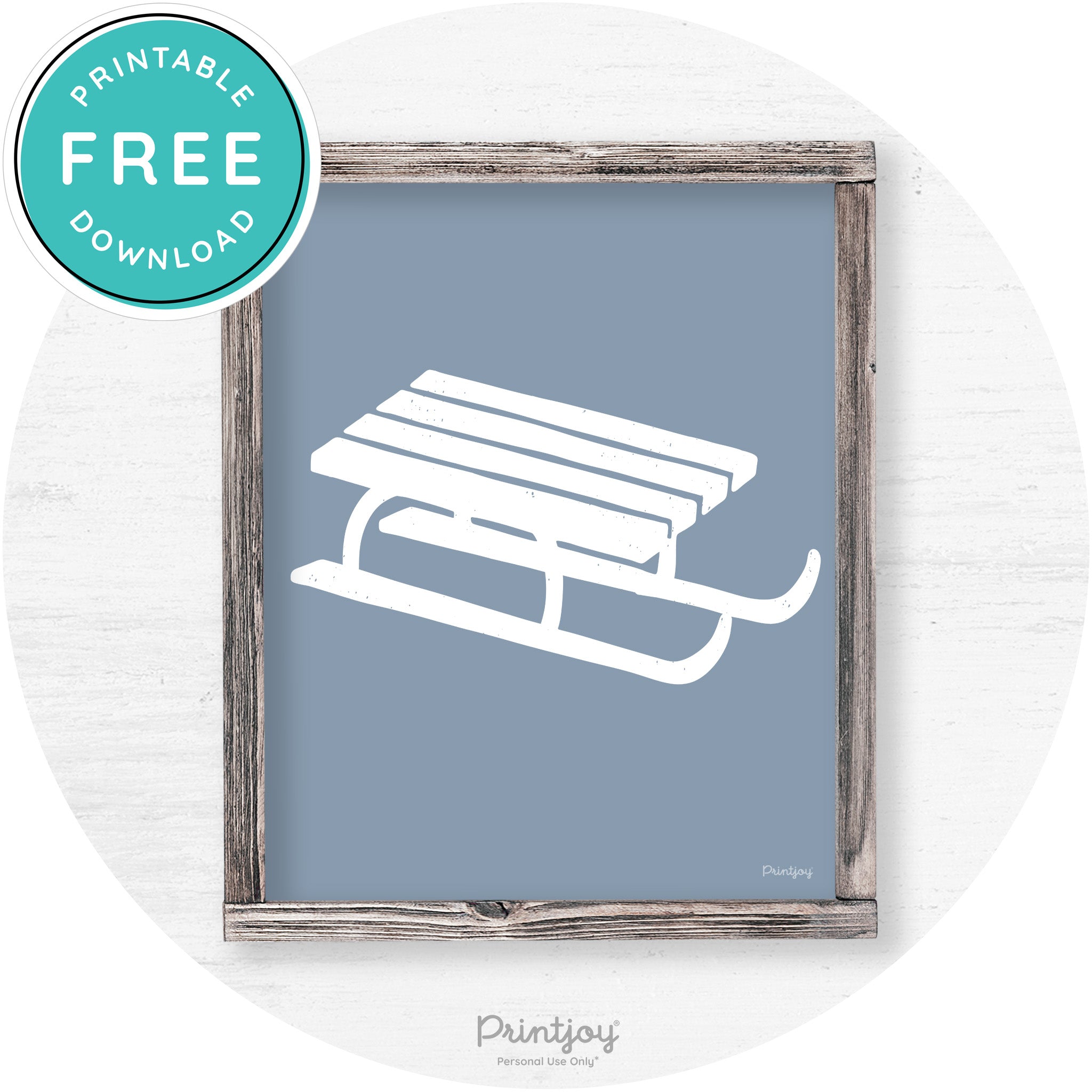 Winter Old Fashioned Sled Rustic Farmhouse Wall Art Free Printable - Printjoy