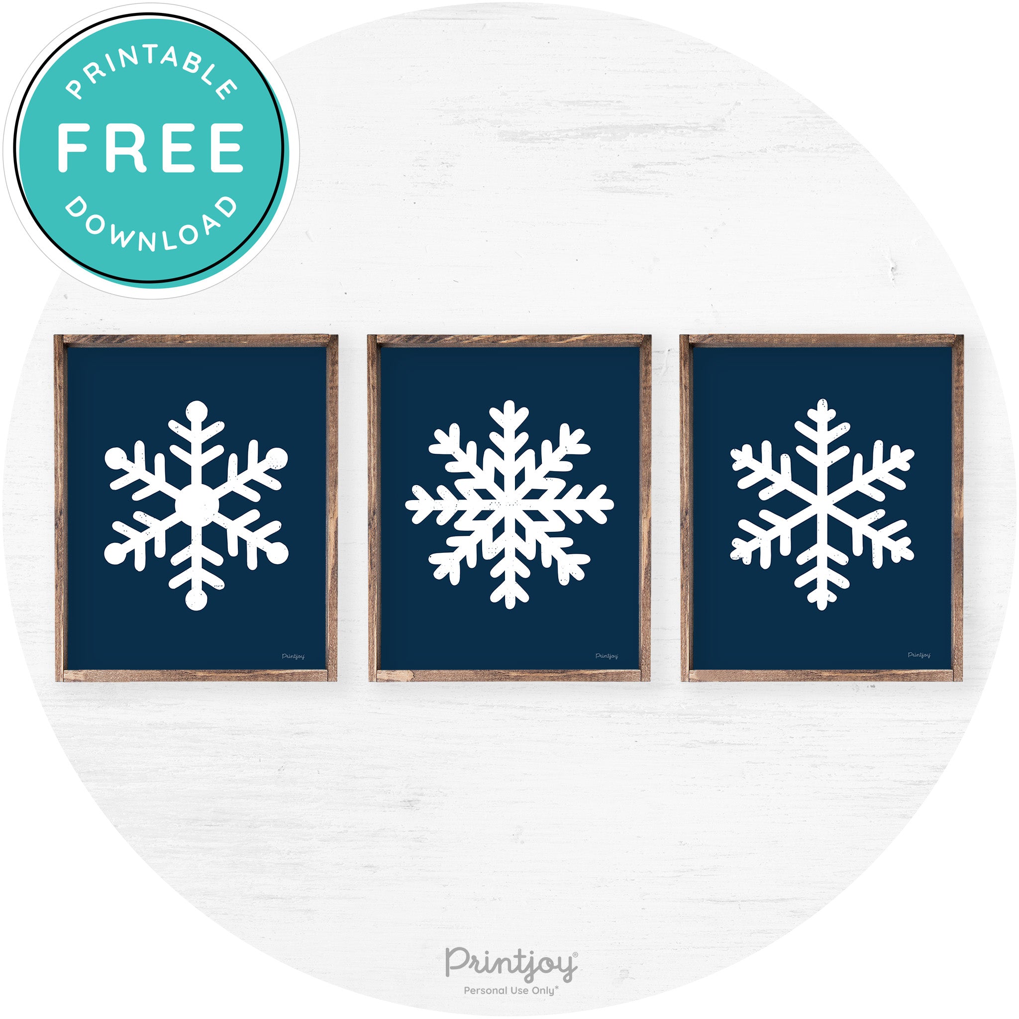 Snowflake Silhouettes Set Of 3 Christmas Farmhouse Art Free Printable - Printjoy