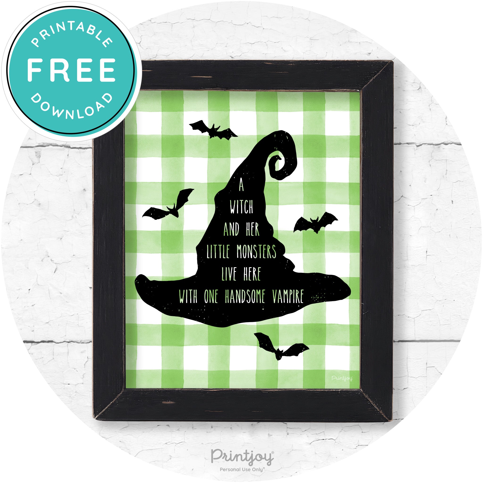 Fun Halloween Family Farmhouse Witch Hat Wall Art Free Printable - Printjoy