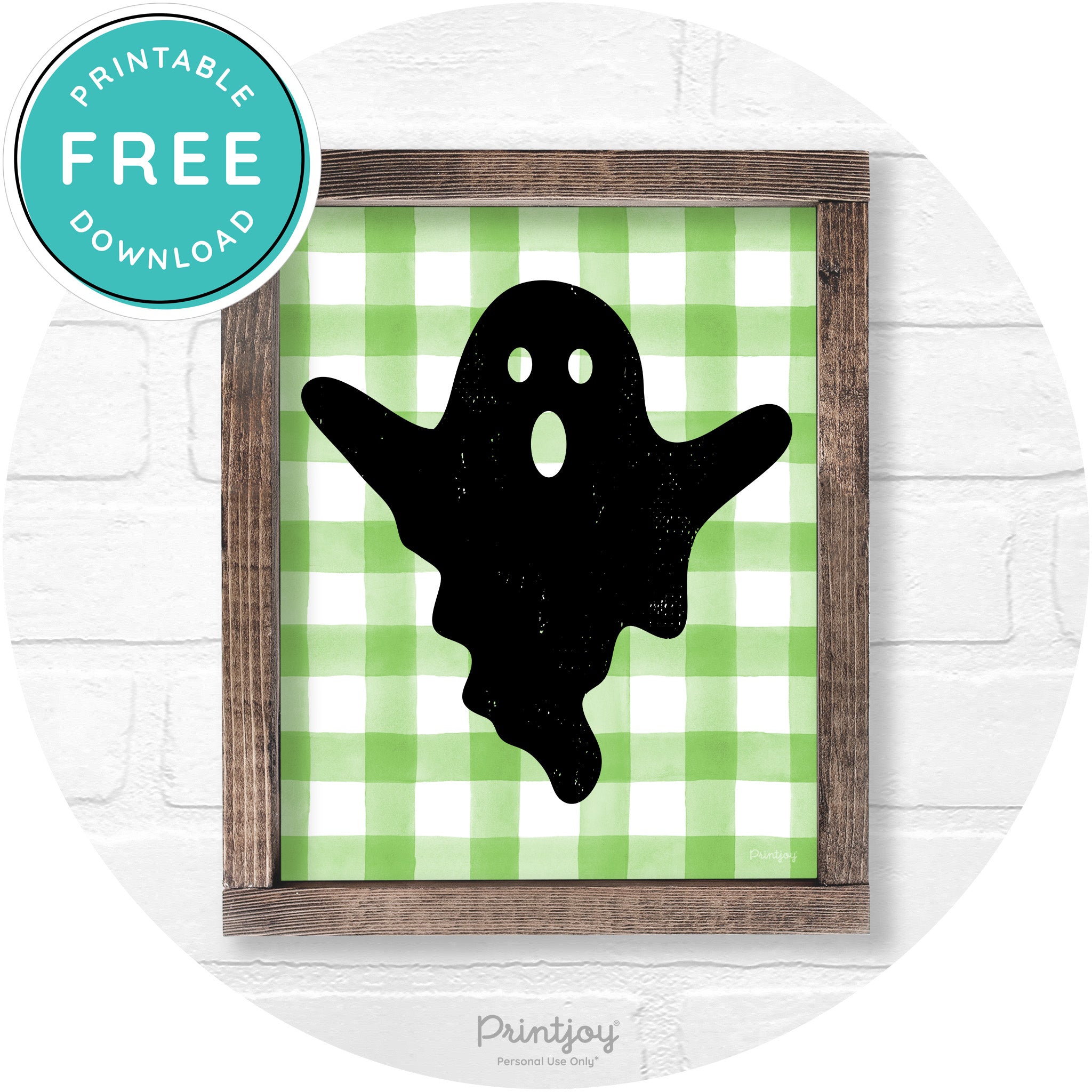 Halloween Cute Ghost Rustic Farmhouse Wall Art Free Printable - Printjoy