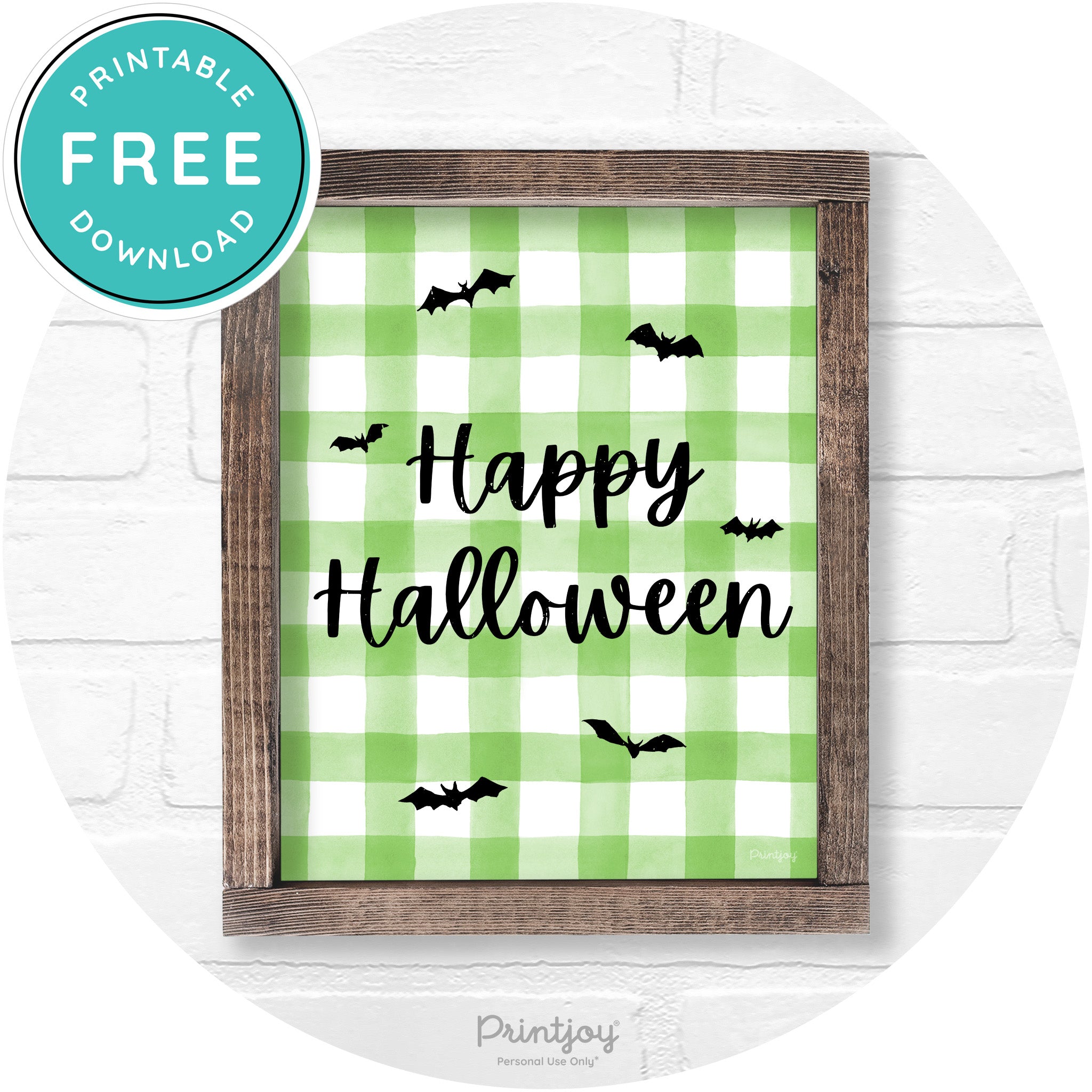Happy Halloween Bats Rustic Farmhouse Wall Art Free Printable - Printjoy