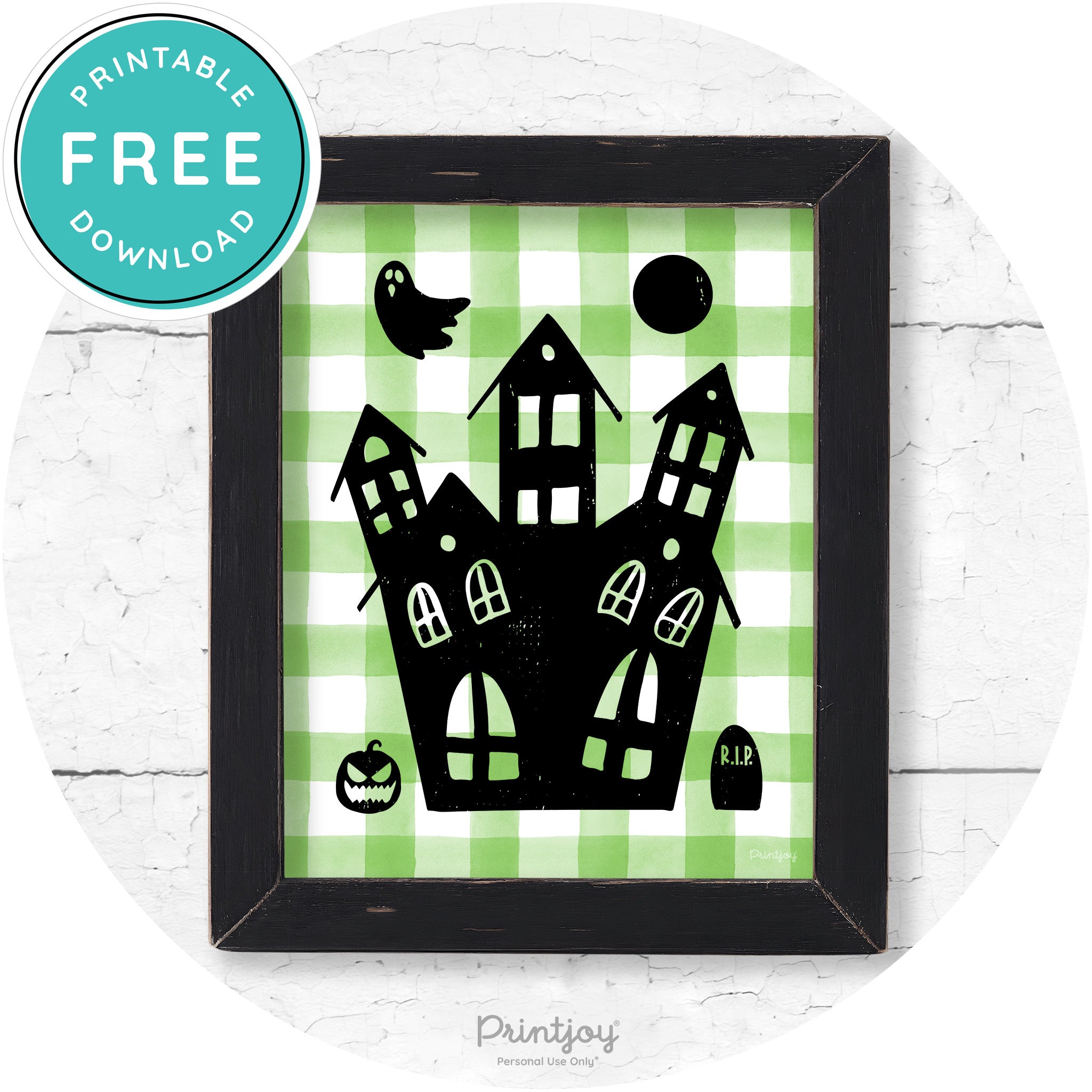Fun Cute Haunted House Farmhouse Halloween Wall Art Free Printable - Printjoy