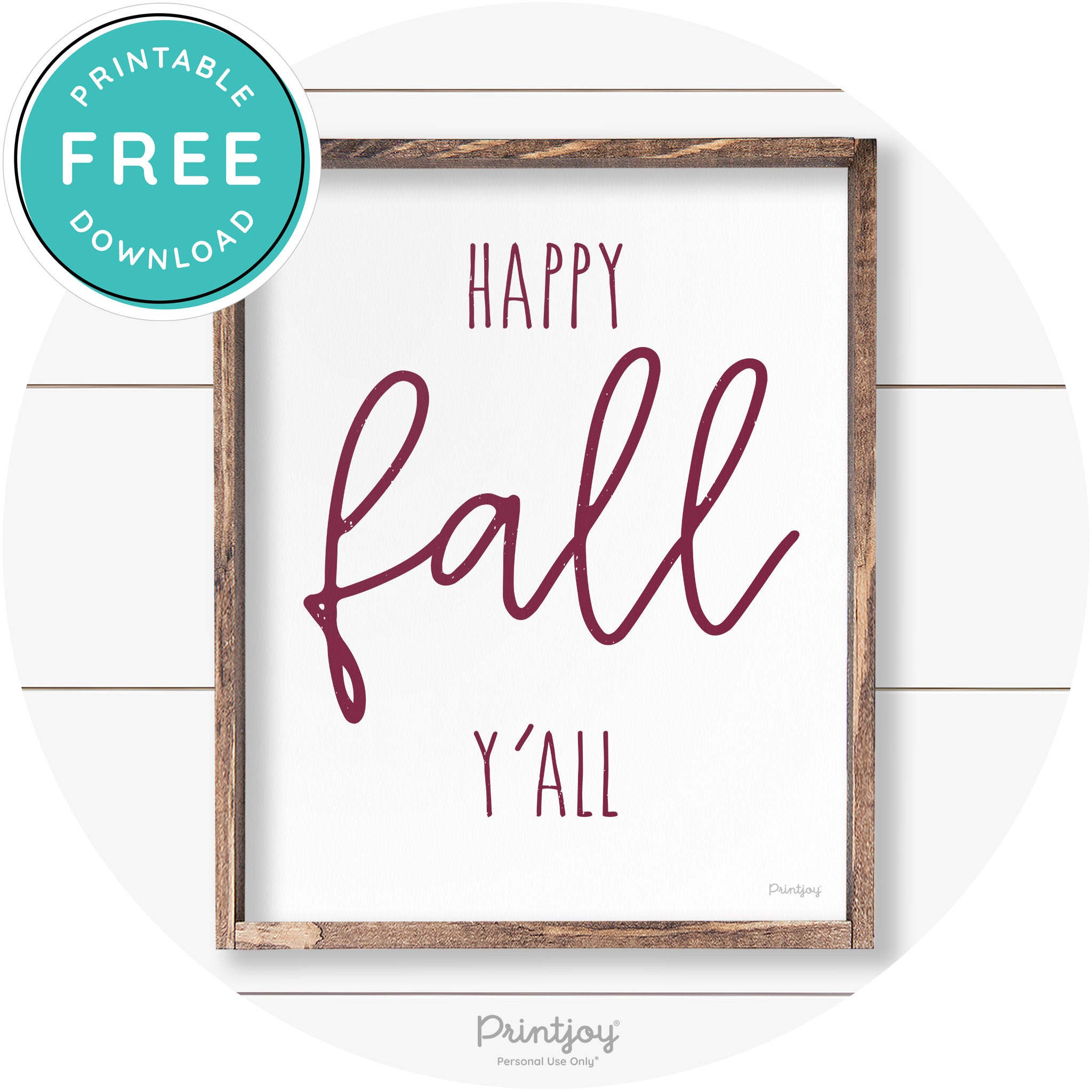 Happy Fall Y'all Cute Farmhouse Autumn Wall Art Decor Free Printable - Printjoy