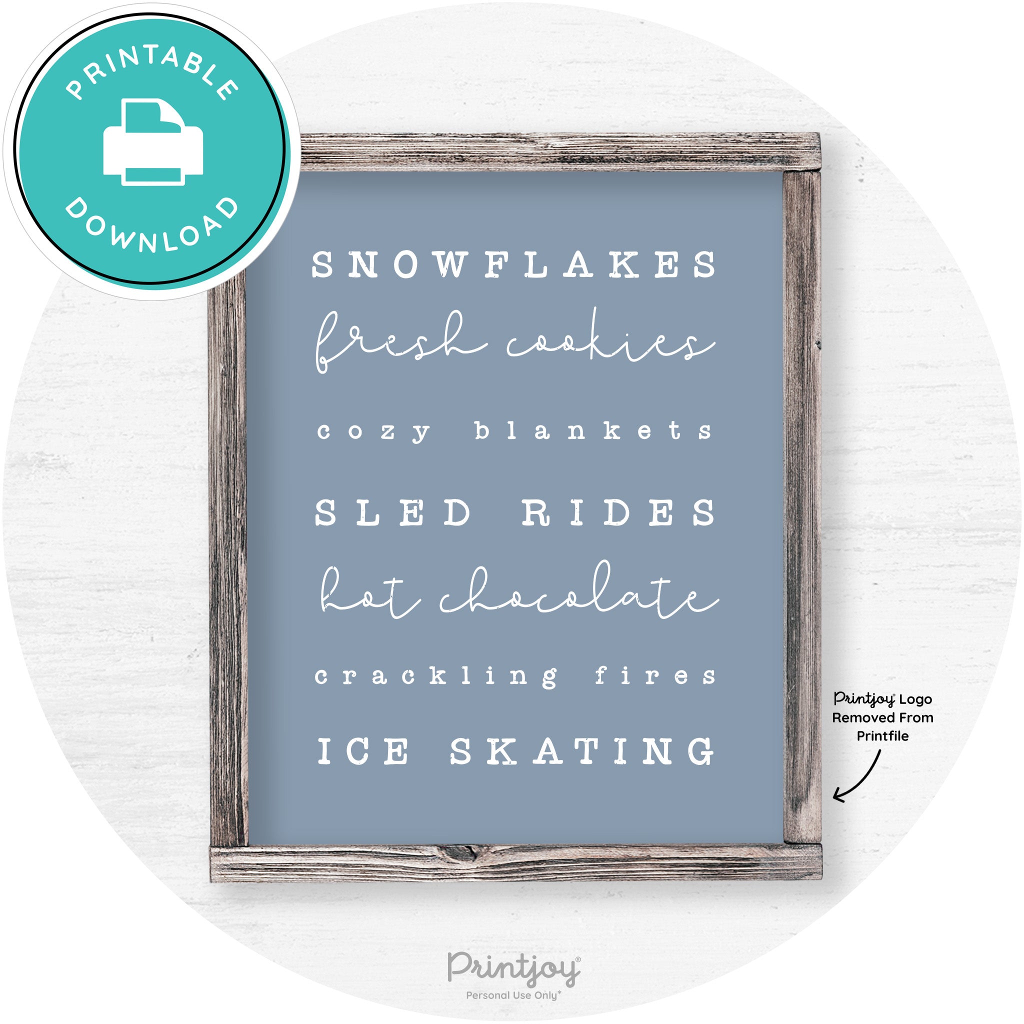 Winter Favorite Things Rustic Farmhouse Wall Art Decor Free Printable - Printjoy