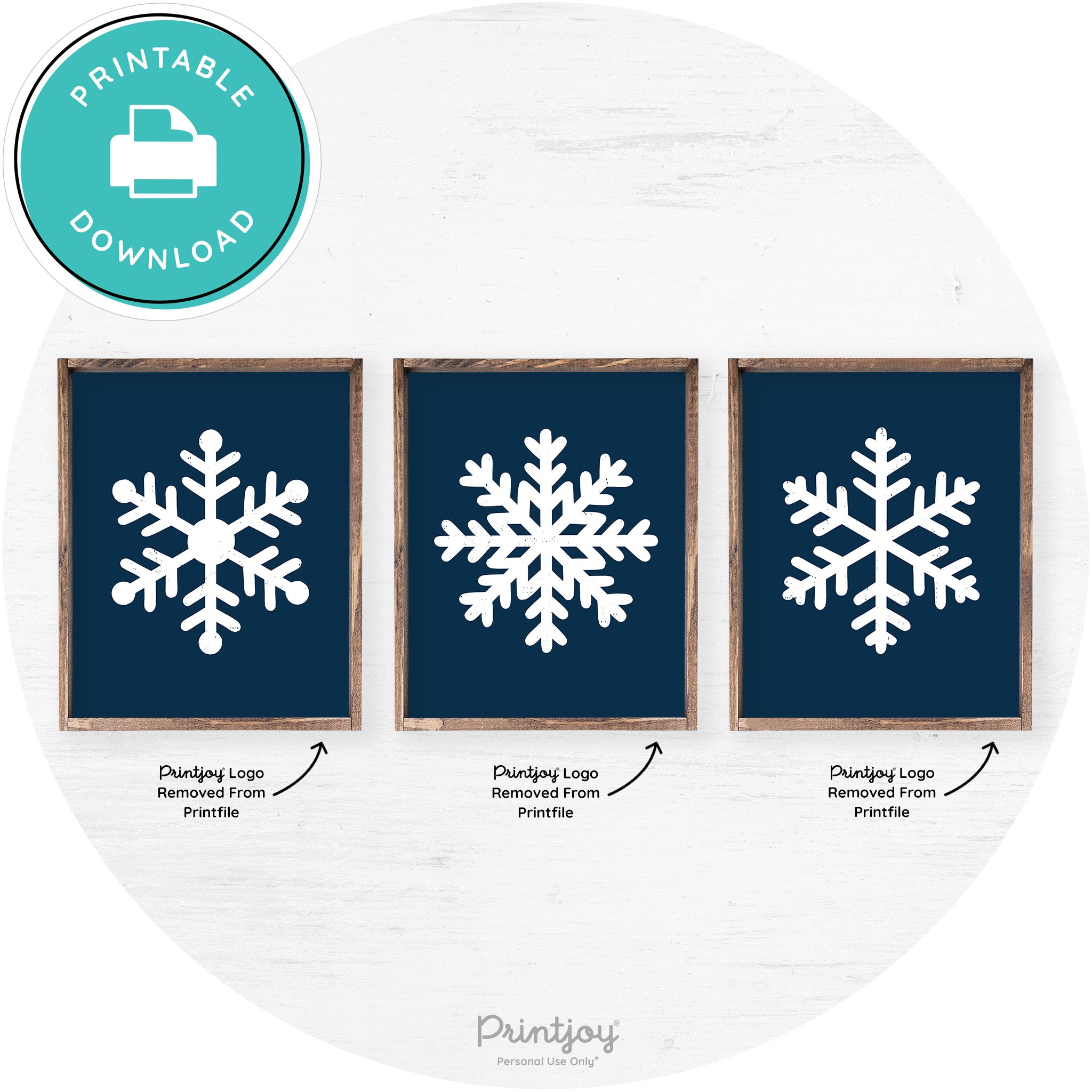 Snowflake Silhouettes Set Of 3 Christmas Farmhouse Art Free Printable - Printjoy