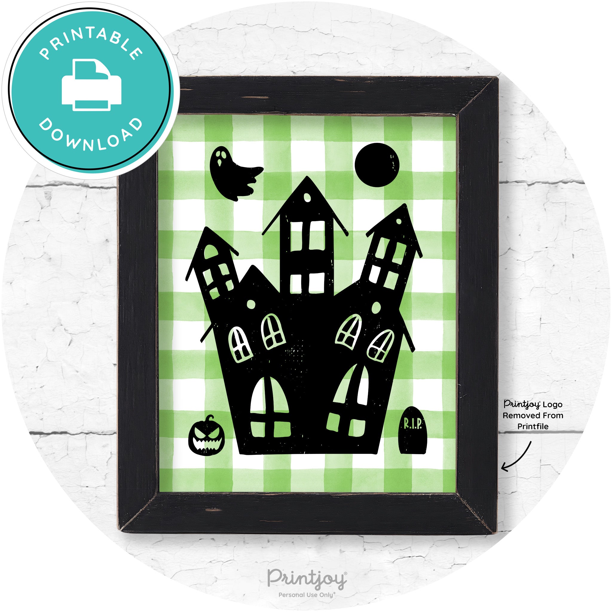 Fun Cute Haunted House Farmhouse Halloween Wall Art Free Printable - Printjoy