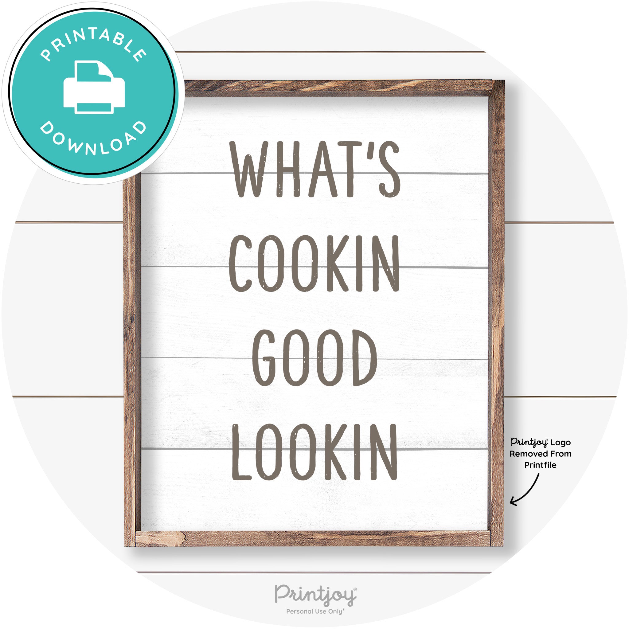 What's Cookin Good Lookin Farmhouse Kitchen Wall Art Free Printable - Printjoy