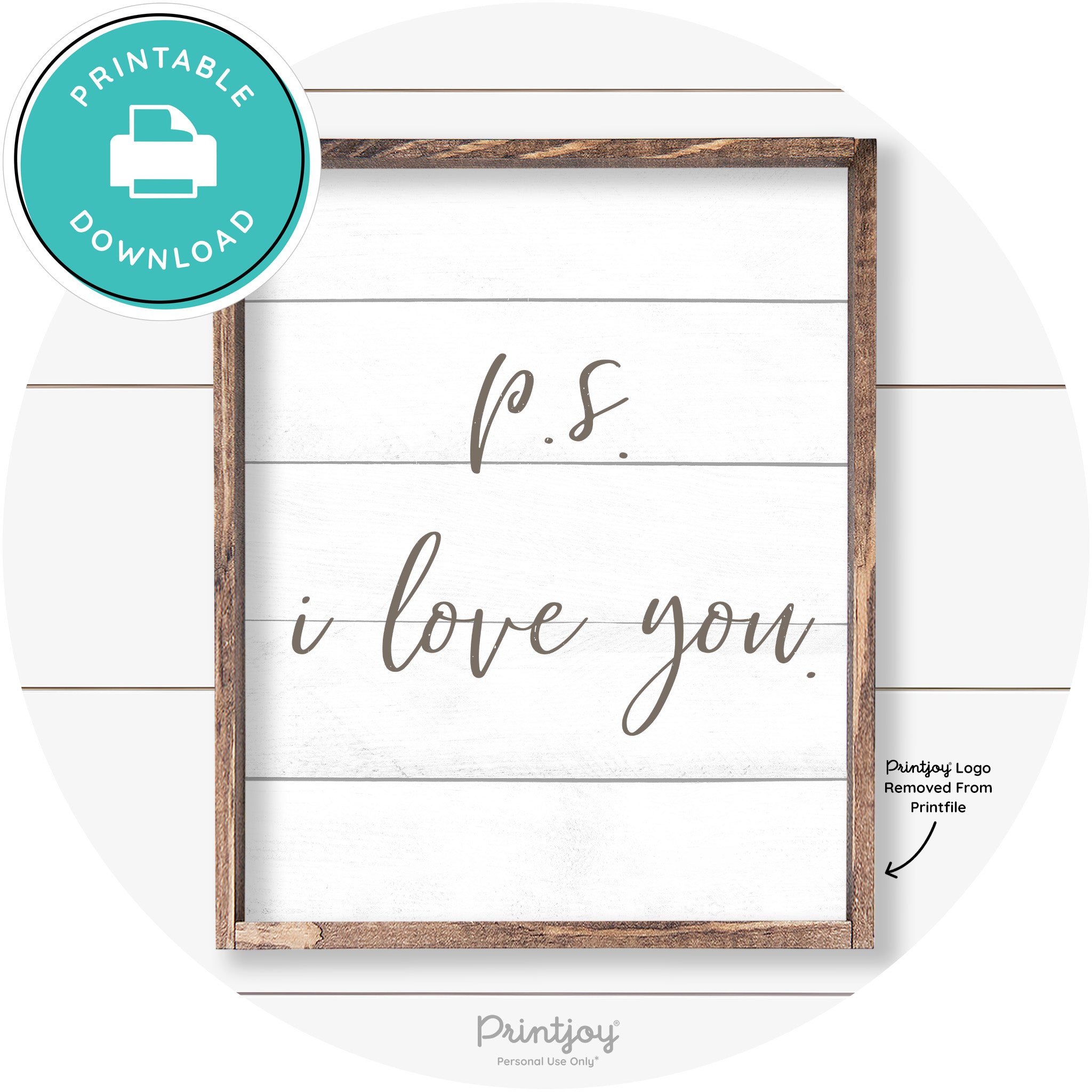 P.S. I Love You Cute Couples Farmhouse Wall Art Decor Free Printable - Printjoy