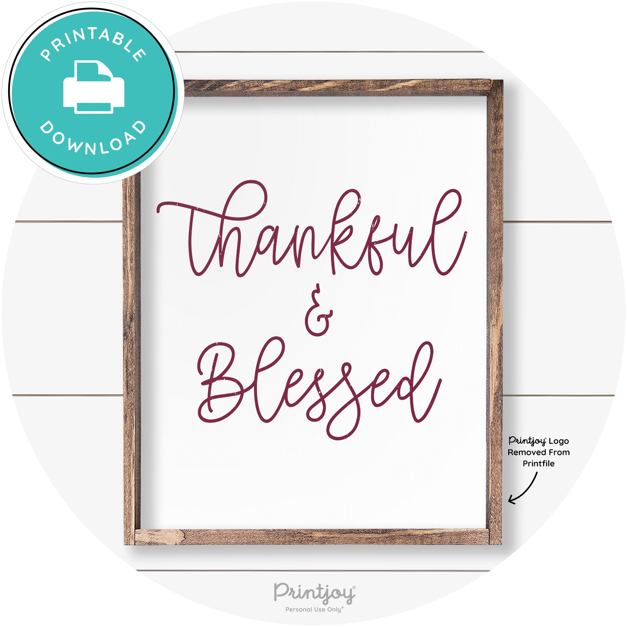 Thankful And Blessed Thanksgiving Farmhouse Wall Art Free Printable - Printjoy