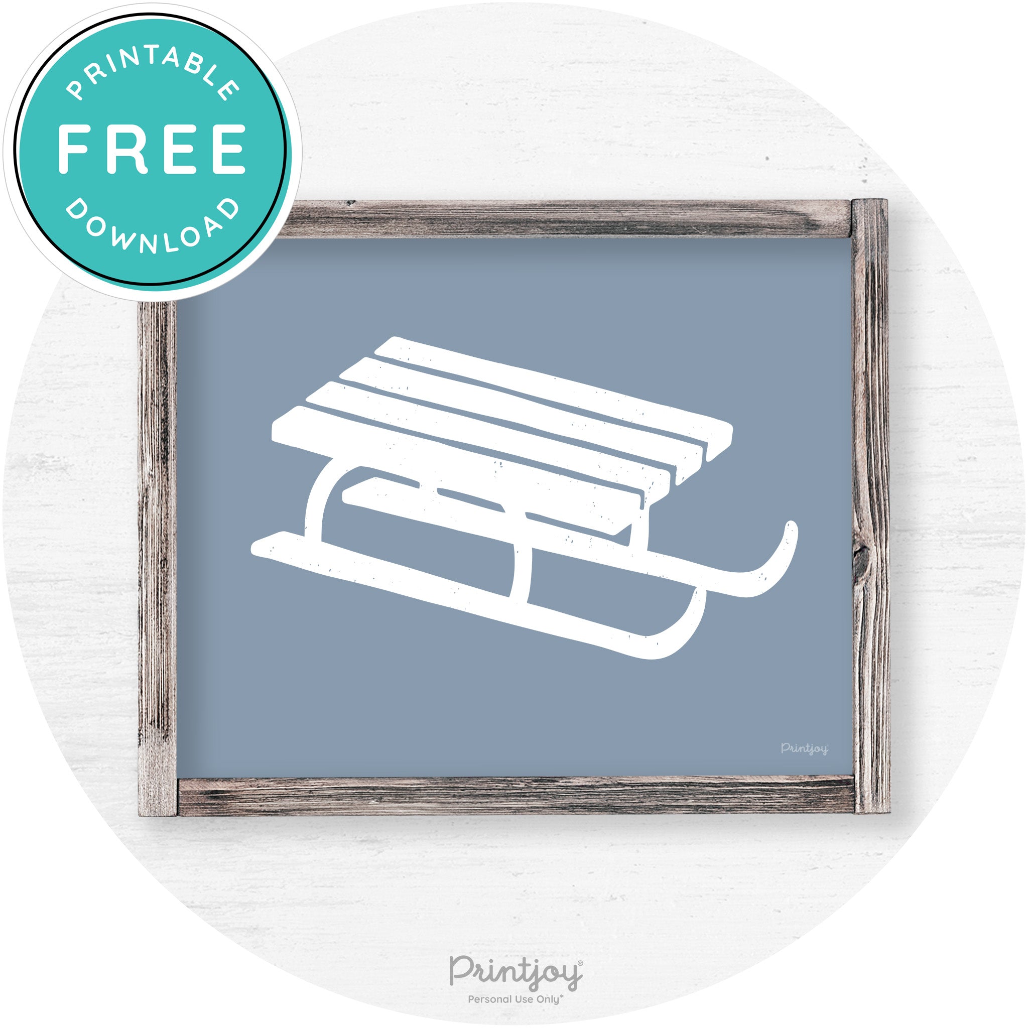 Winter Old Fashioned Sled Rustic Farmhouse Wall Art Free Printable - Printjoy