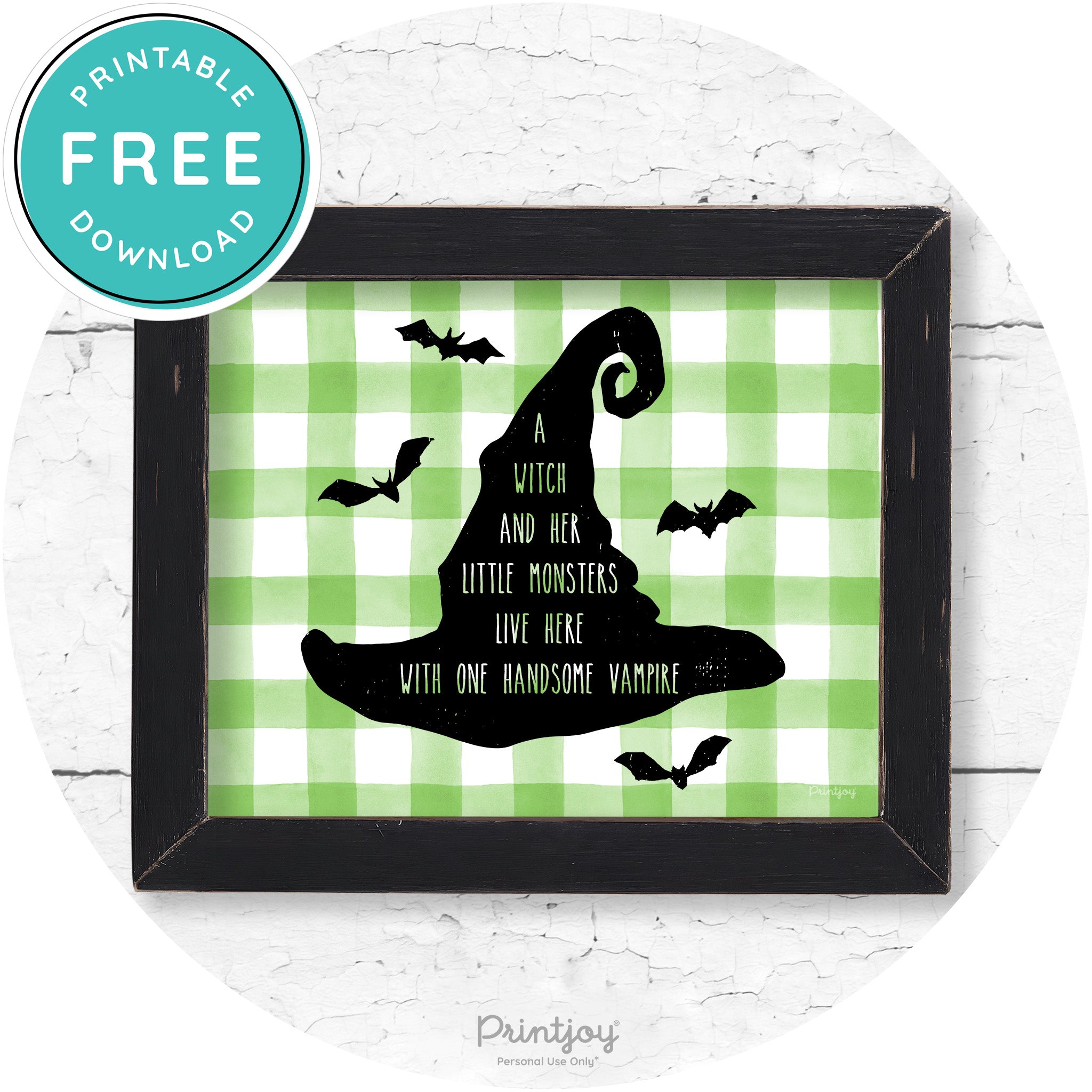 Fun Halloween Family Farmhouse Witch Hat Wall Art Free Printable - Printjoy