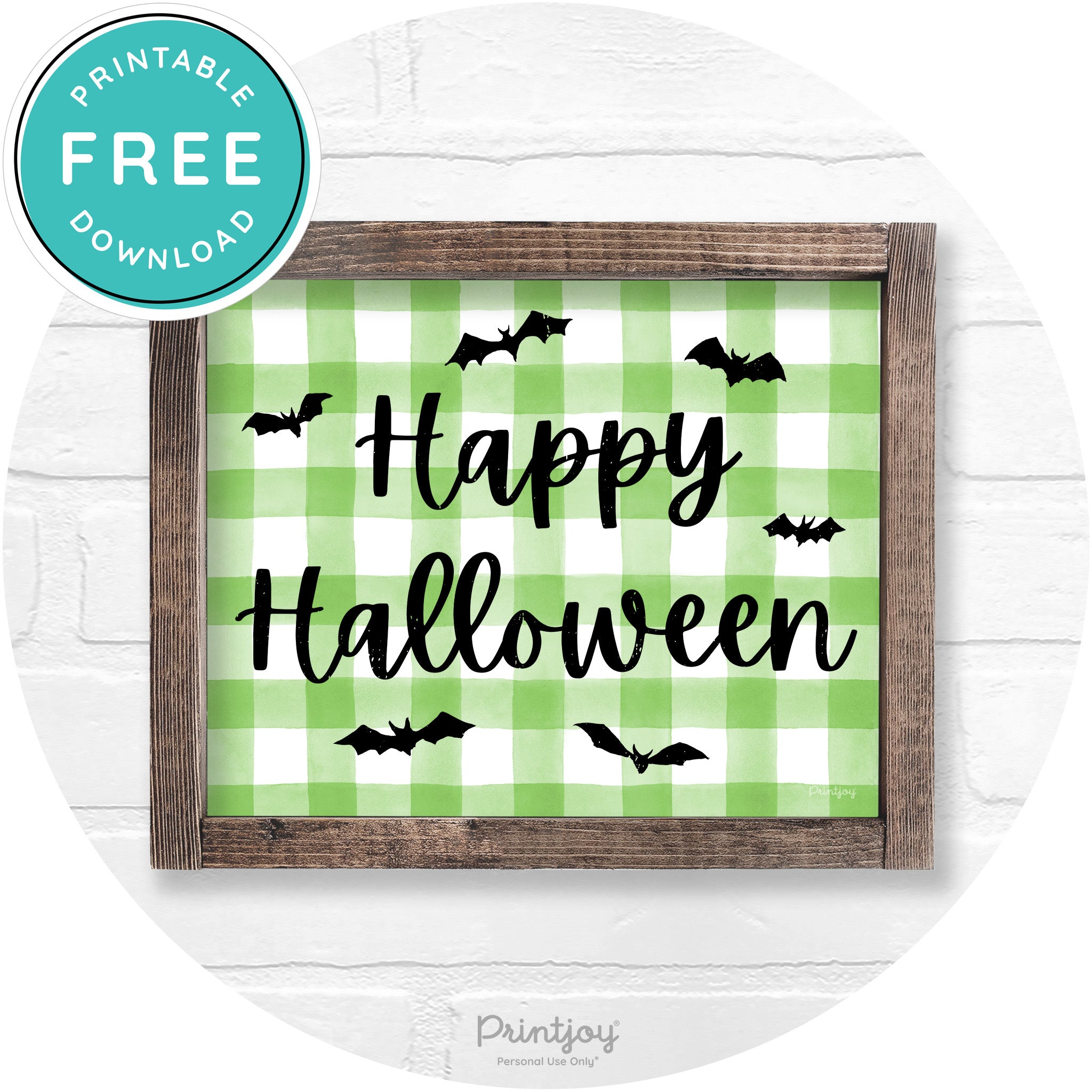 Happy Halloween Bats Rustic Farmhouse Wall Art Free Printable - Printjoy